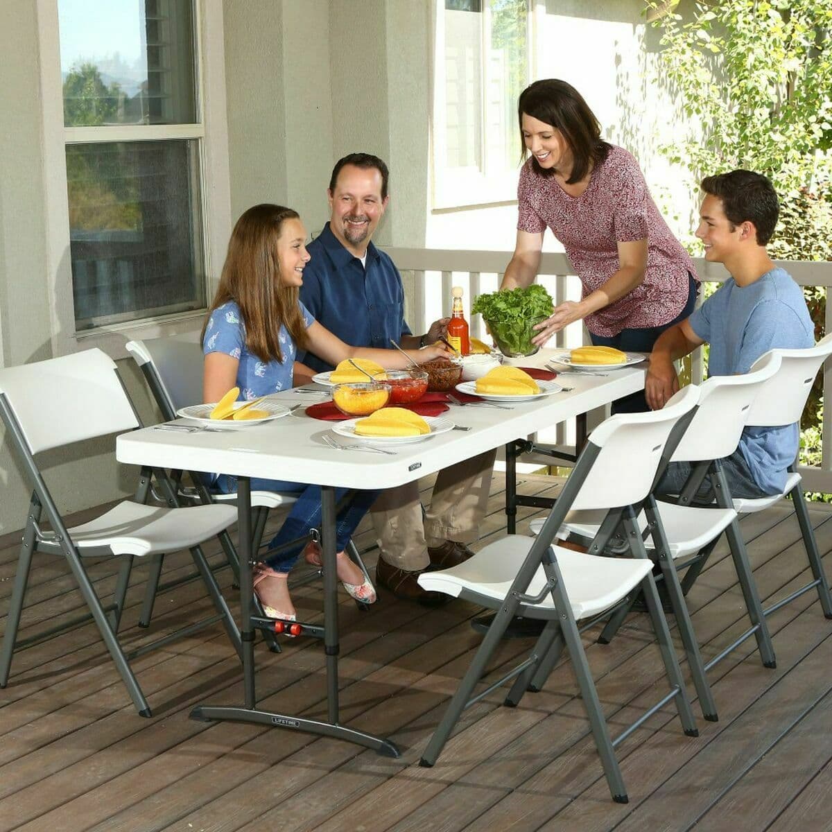 Table Klapptisch Lifetime Weiß Stahl rechteckig (Restauriert C) - Thumbnail 5