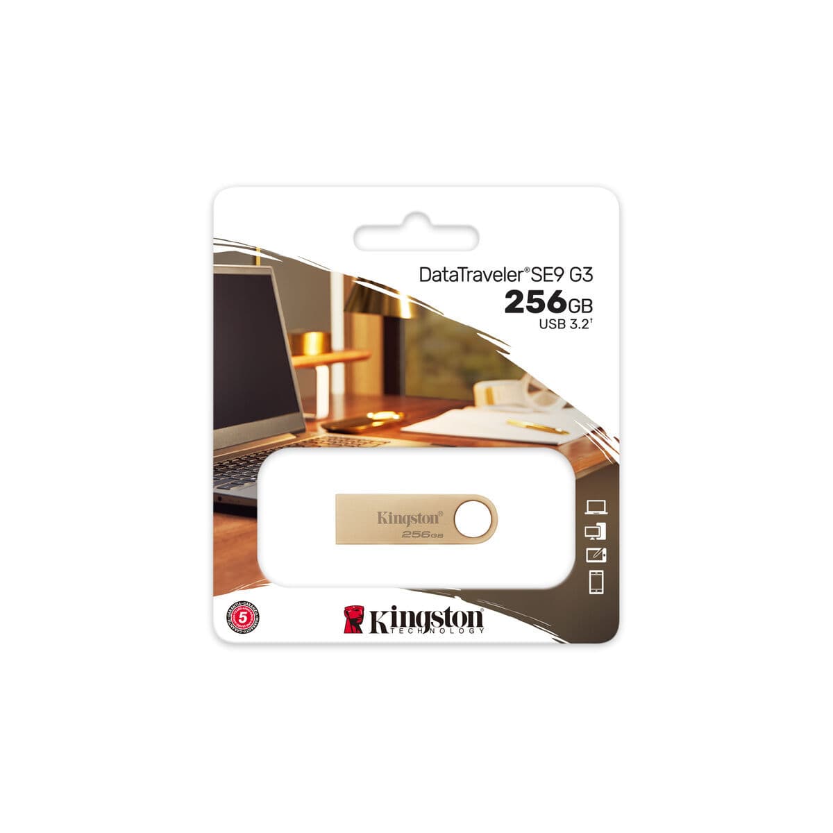 USB Pendrive Kingston DTSE9G3/256GB 256 GB Gold - Thumbnail 3