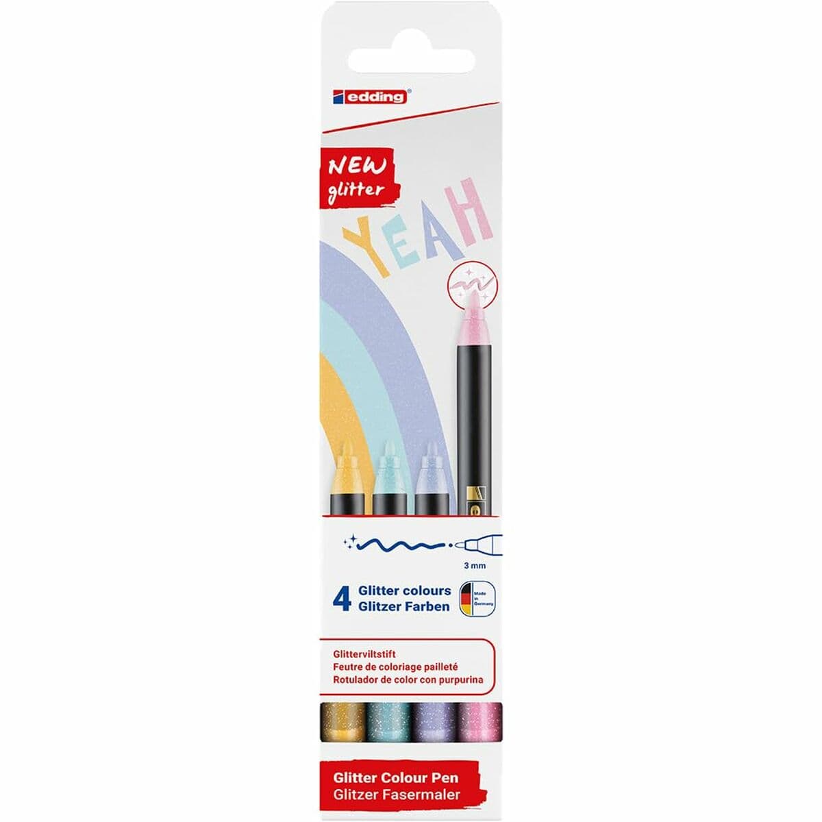 Marker-Set Edding 1200 Bunt Kuchen Glitzernd 4 Stücke - Thumbnail 2