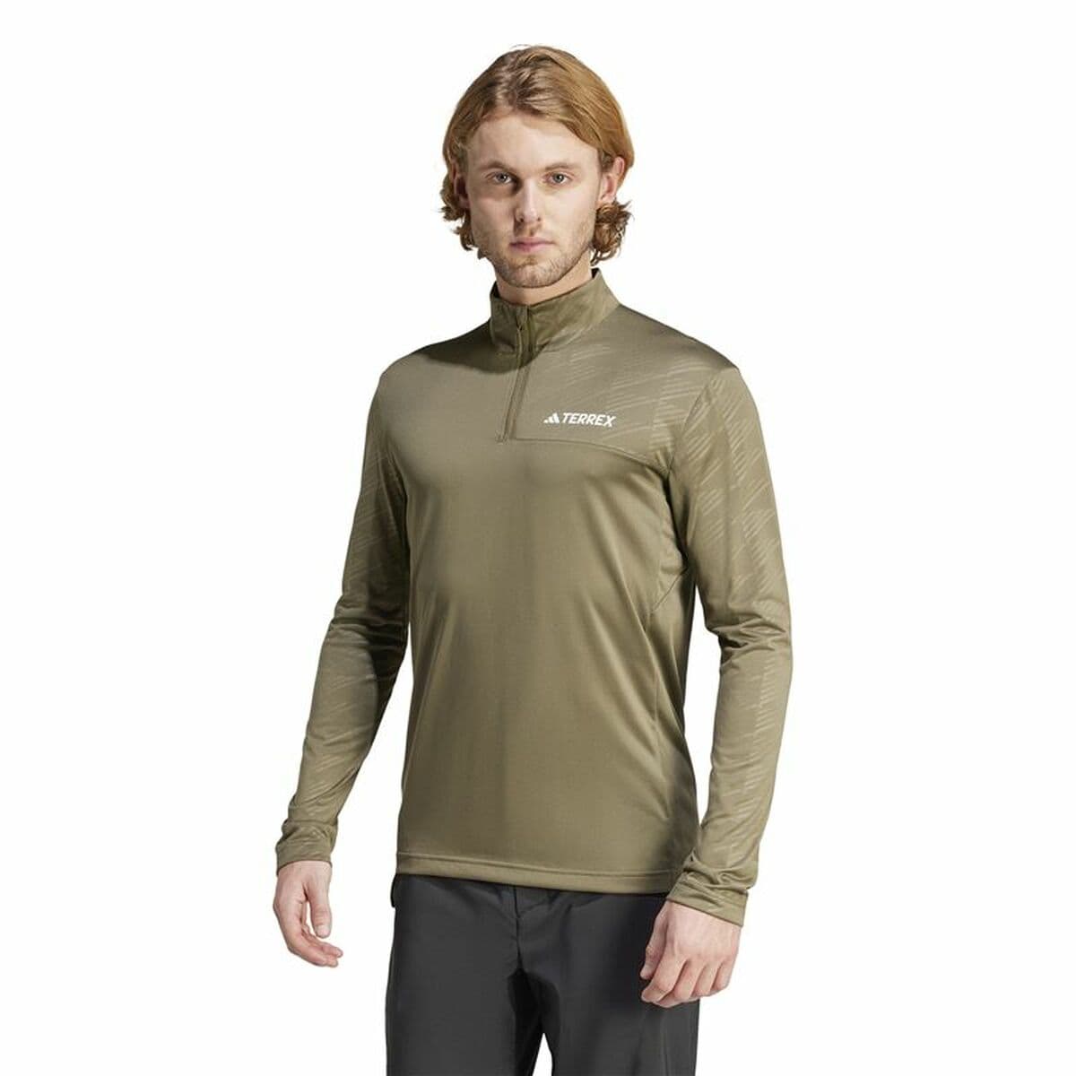 Herren Sweater ohne Kapuze Adidas Mt Half Zi Ls Braun - Thumbnail 2