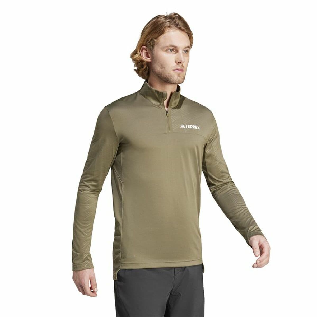 Herren Sweater ohne Kapuze Adidas Mt Half Zi Ls Braun - Thumbnail 4