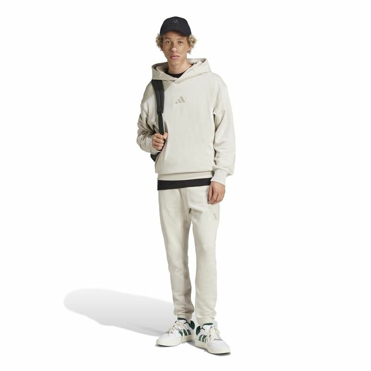Lange Sporthose Adidas All Szn French Terry Regular Tapered Weiß Beige Herren - Thumbnail 4