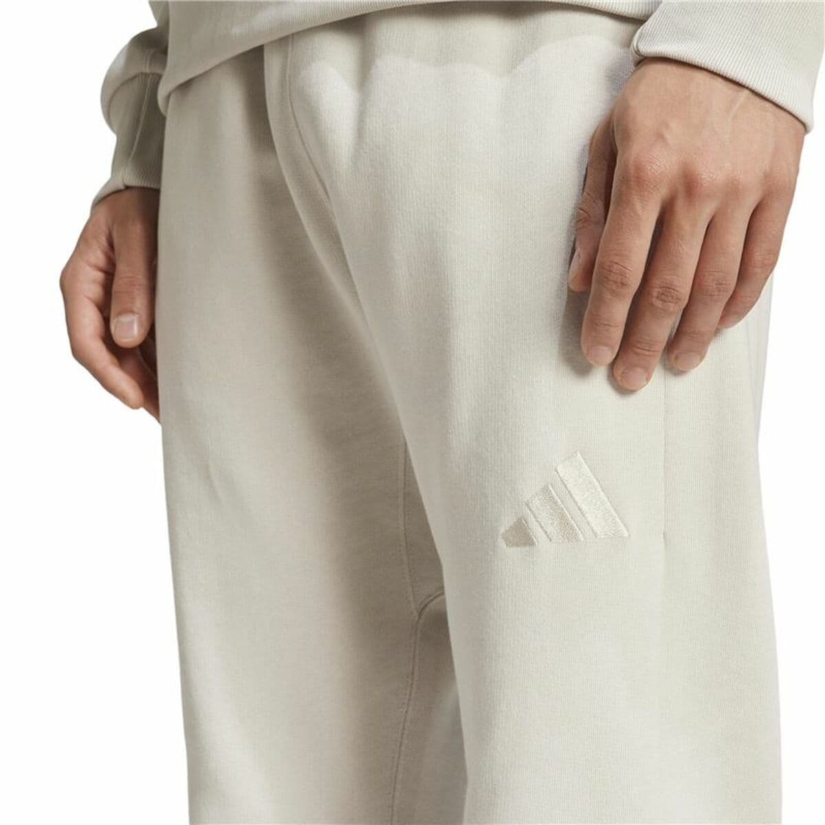 Lange Sporthose Adidas All Szn French Terry Regular Tapered Weiß Beige Herren - Thumbnail 5