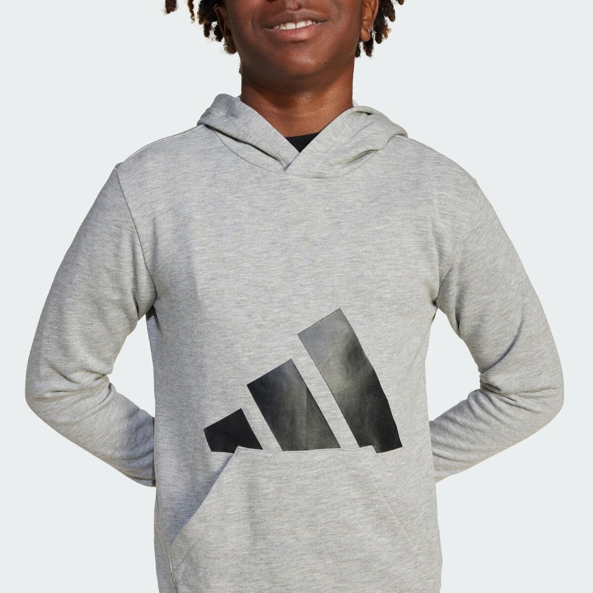 Sweatshirt mit Kapuze für Mädchen Adidas Big Logo French Terry Hd Hellgrau - Thumbnail 7