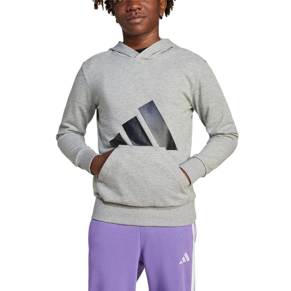 Sweatshirt mit Kapuze für Mädchen Adidas Big Logo French Terry Hd Hellgrau - Thumbnail 3