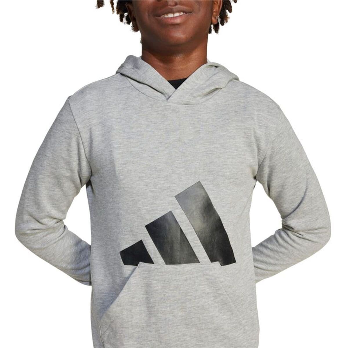 Sweatshirt mit Kapuze für Mädchen Adidas Big Logo French Terry Hd Hellgrau - Thumbnail 5