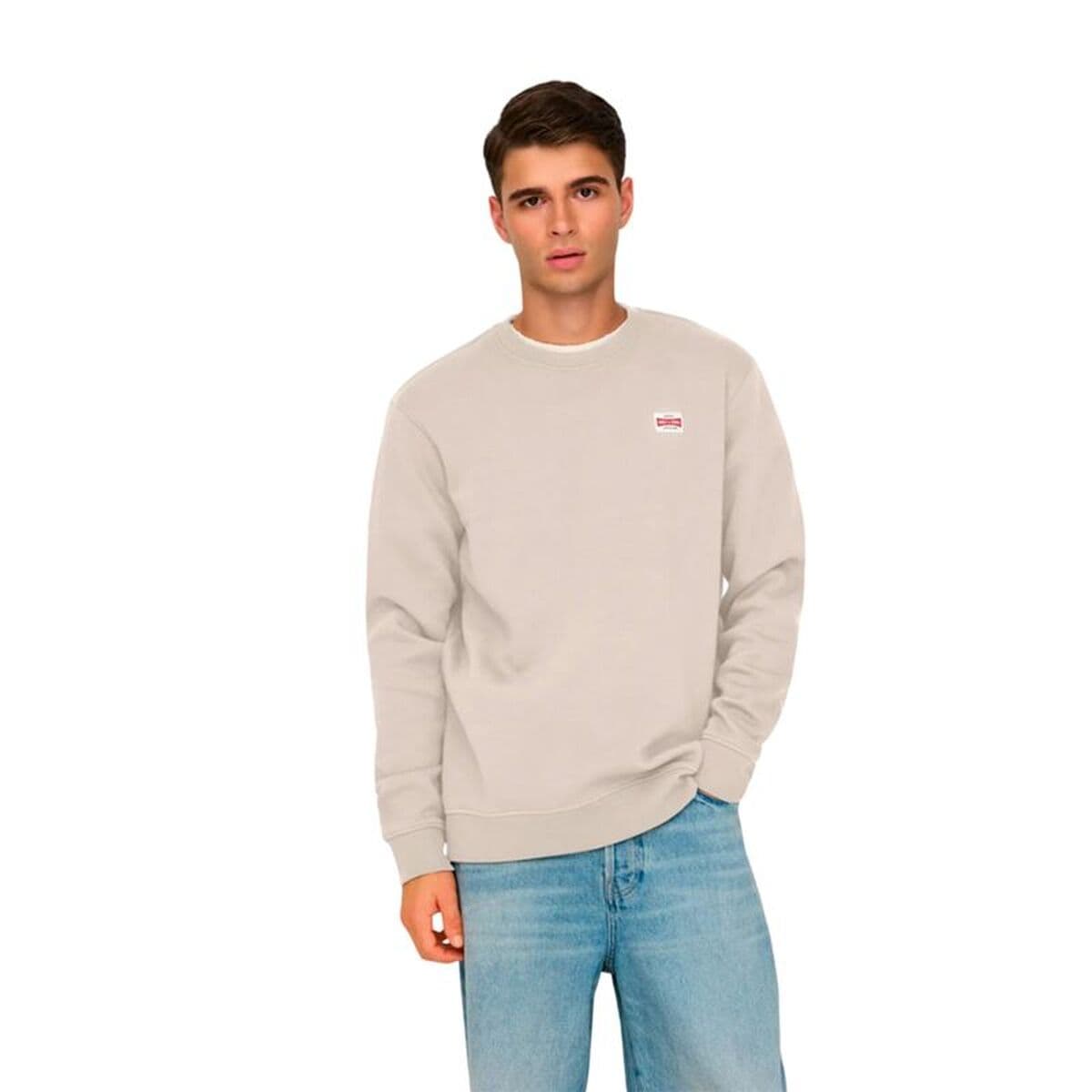 Herren Sweater ohne Kapuze Only & Sons Onsdawson Reg Crew Vd Weiß - Thumbnail 3