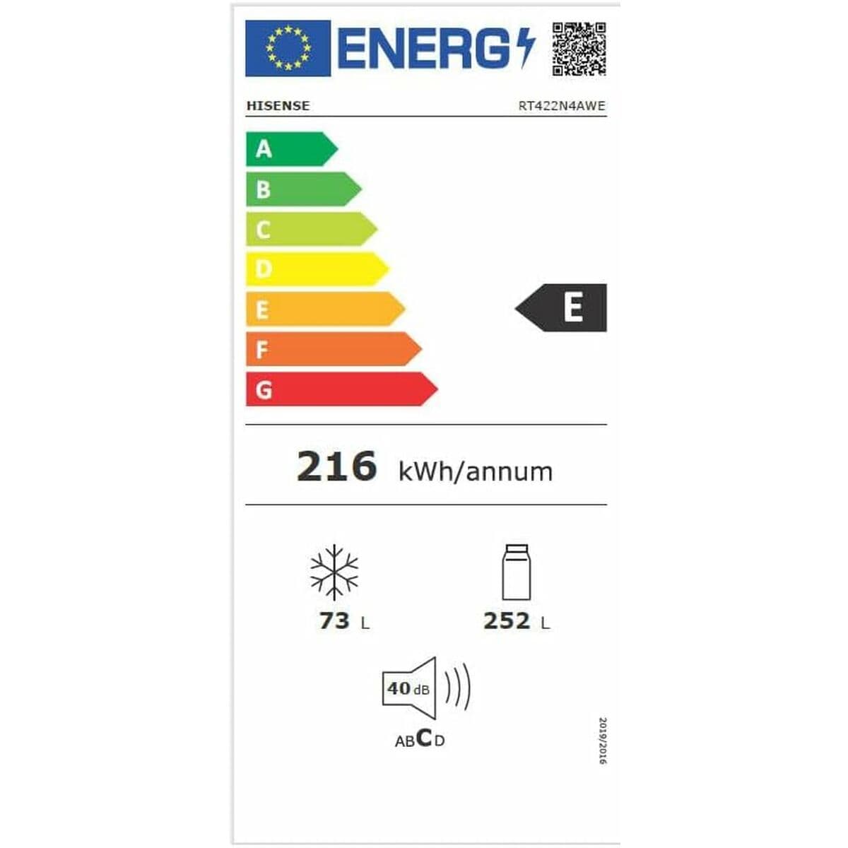 Kühl-Gefrierkombination Hisense RT422N4AWE  170 Weiß 252 L (Restauriert A) - Thumbnail 6
