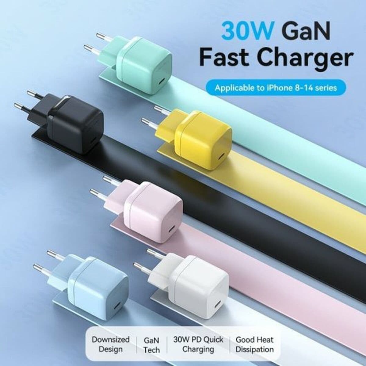 Wandladegerät Vention FAKW0-EU 30 W USB-C Gelb - Thumbnail 2