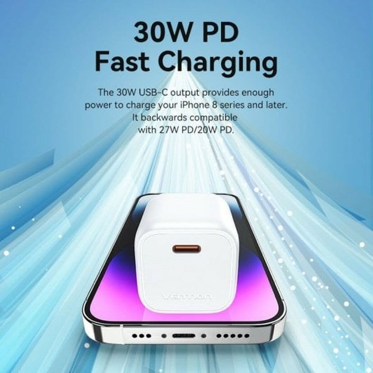 Wandladegerät Vention FAKW0-EU 30 W USB-C Gelb - Thumbnail 4