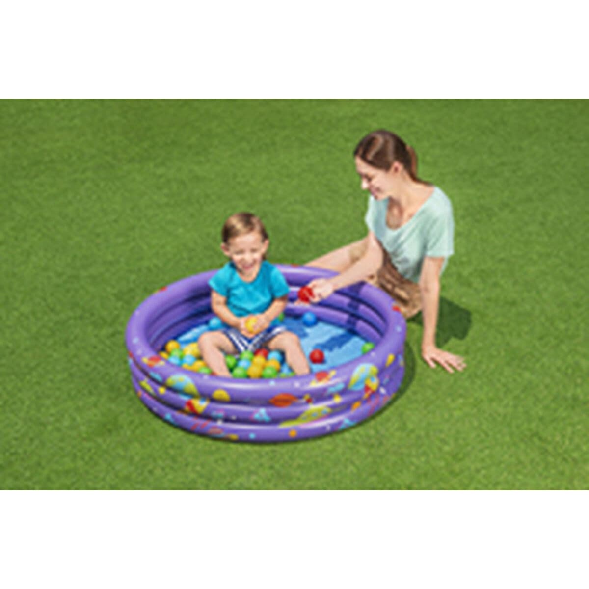 Bestway Aufblasbares Kinderbecken 3 Ringe mit Bällen 102x25 cm +2 Jahre Innen und Garten 52466 - Thumbnail 7
