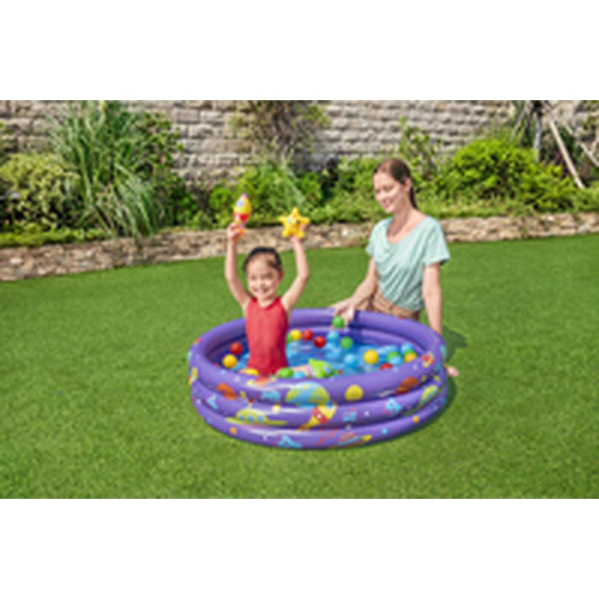 Bestway Aufblasbares Kinderbecken 3 Ringe mit Bällen 102x25 cm +2 Jahre Innen und Garten 52466 - Thumbnail 8