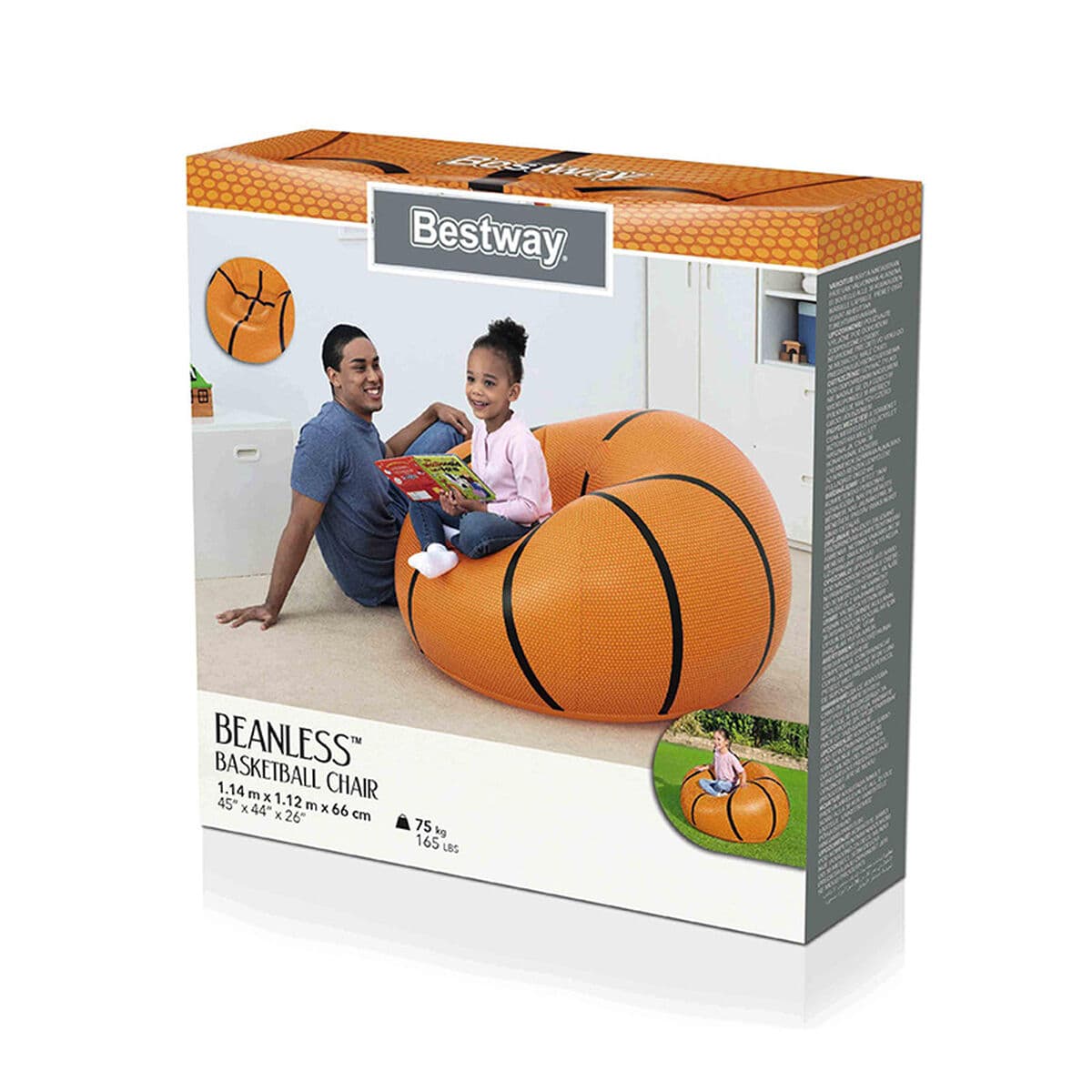 Bestway Riesiger aufblasbarer Basketball-Sessel 114x112x66 cm +6 Jahre Innen- und Garten 75103 - Thumbnail 2