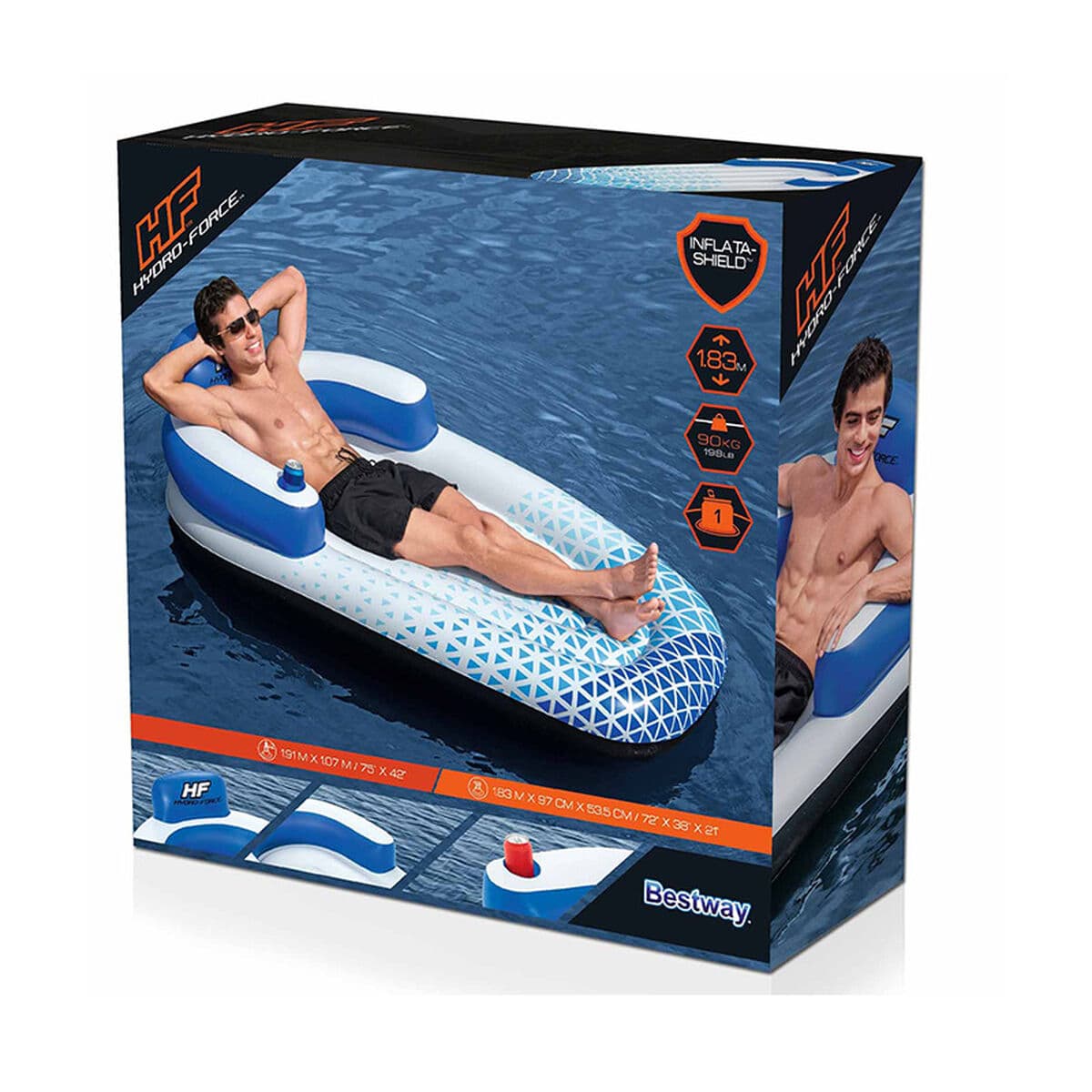 Bestway aufblasbarer Sessel Liege Hydro-Force 191x107 cm Strand und Pool 43533 - Thumbnail 2