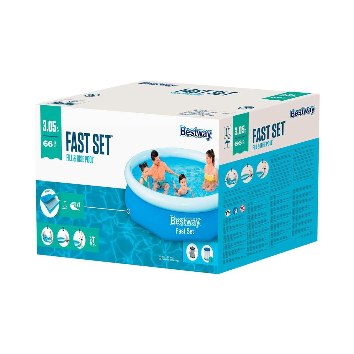 Bestway Aufblasbares Pool für Erwachsene mit Filter 305x66 cm Garten 57458 - Thumbnail 7