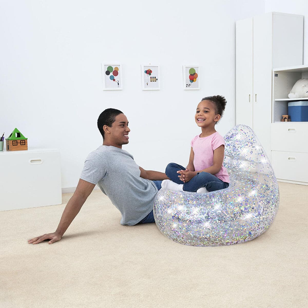 Bestway Aufblasbarer Sessel Glitzer 72x72x64 cm +3 Jahre Innen- und Garten 75105 - Thumbnail 3