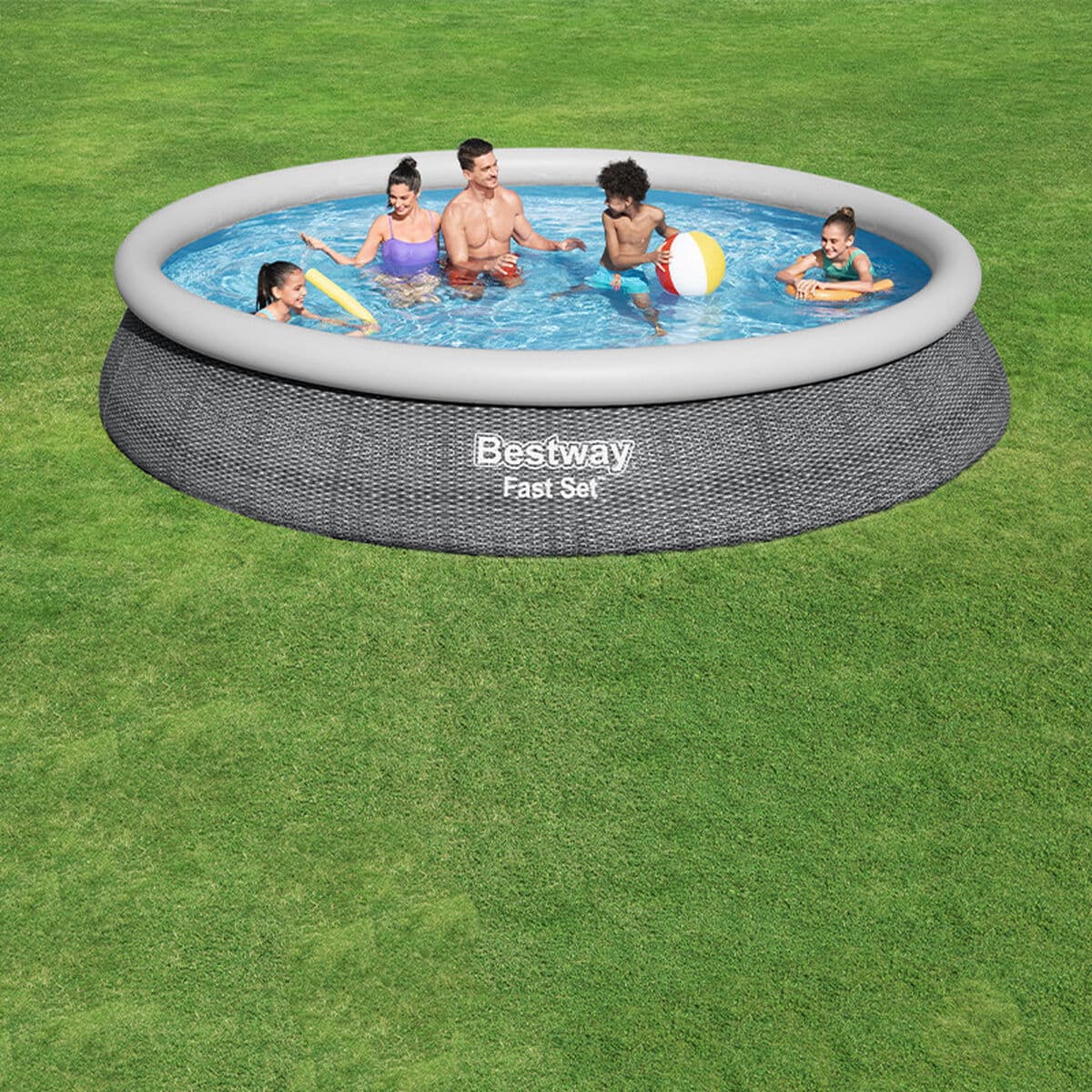 Bestway Aufblasbarer Pool für Erwachsene Ratan Ring mit Filter 475x84 cm Garten 57313 - Thumbnail 7