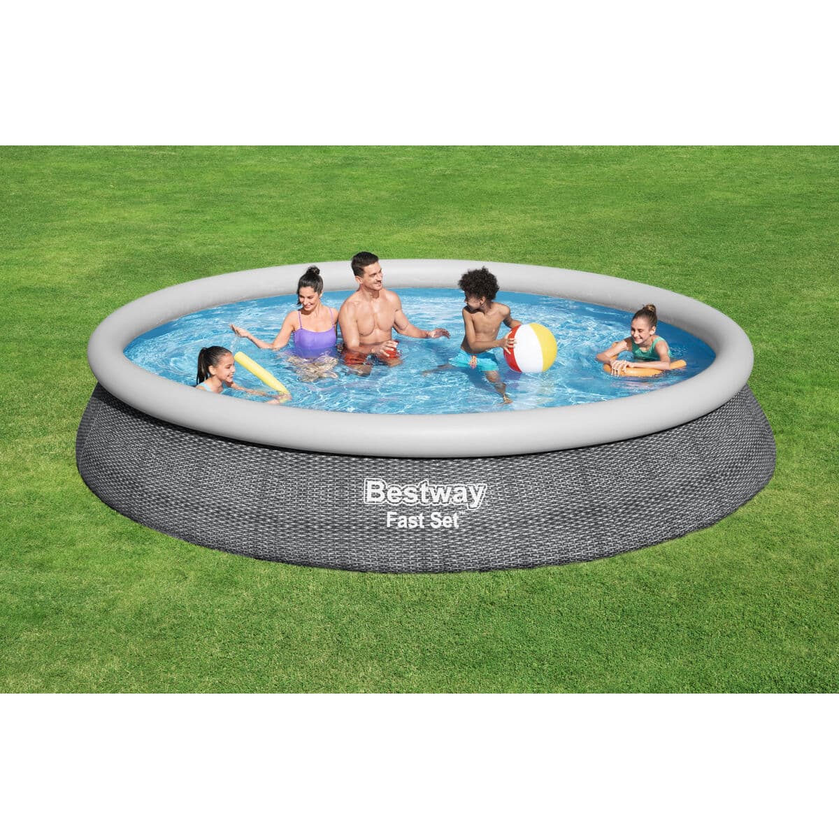 Bestway Aufblasbarer Pool für Erwachsene Ratan Ring mit Filter 475x84 cm Garten 57313 - Thumbnail 2