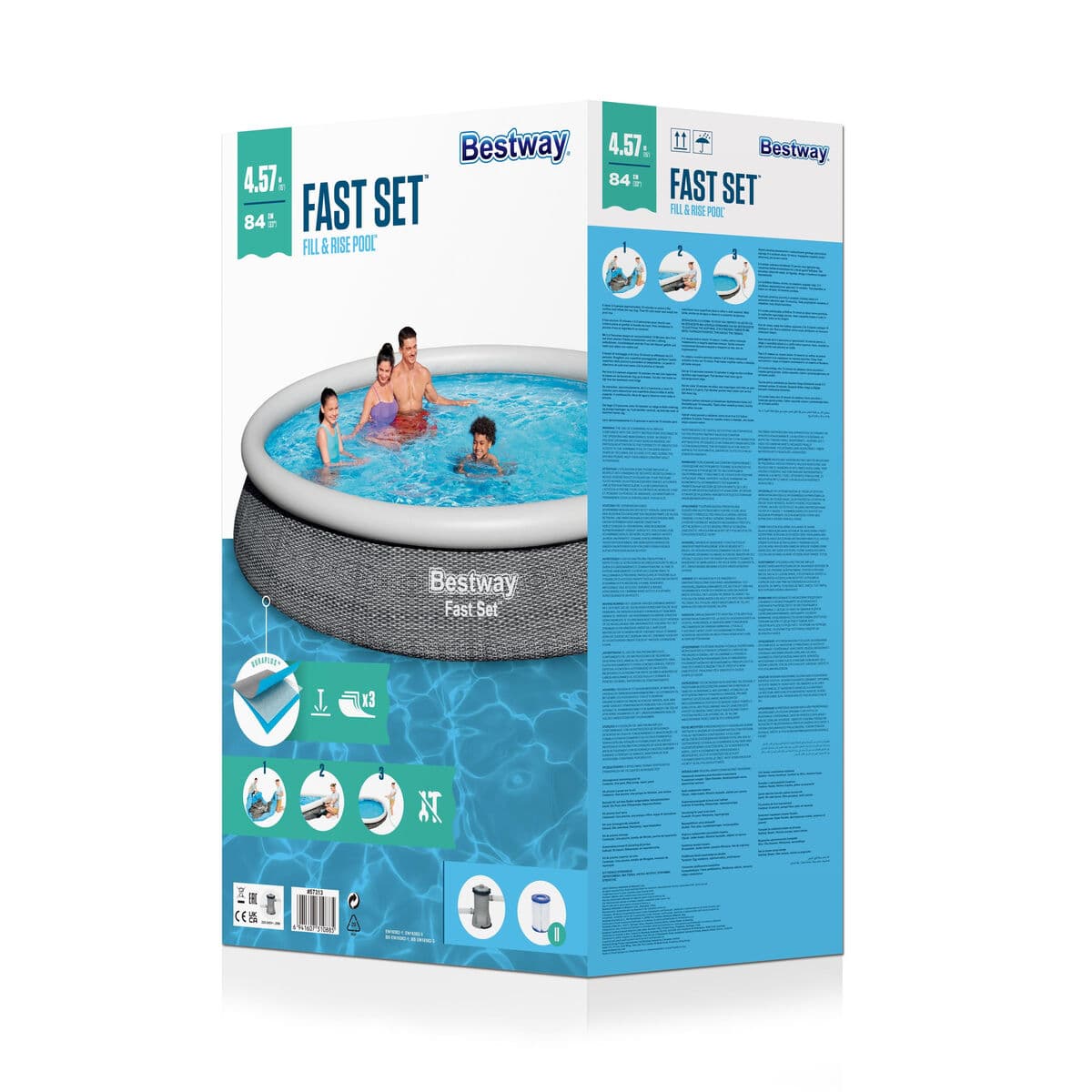 Bestway Aufblasbarer Pool für Erwachsene Ratan Ring mit Filter 475x84 cm Garten 57313 - Thumbnail 4