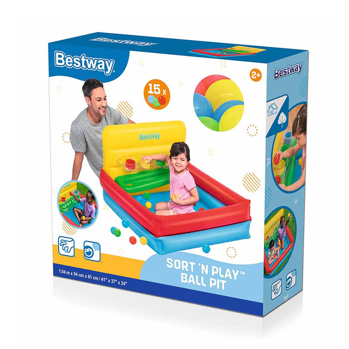 Bestway Kinderpool Aufblasbar Spiel mit Bällen 104x94x61 cm +2 Jahre Garten 52546 - Thumbnail 2