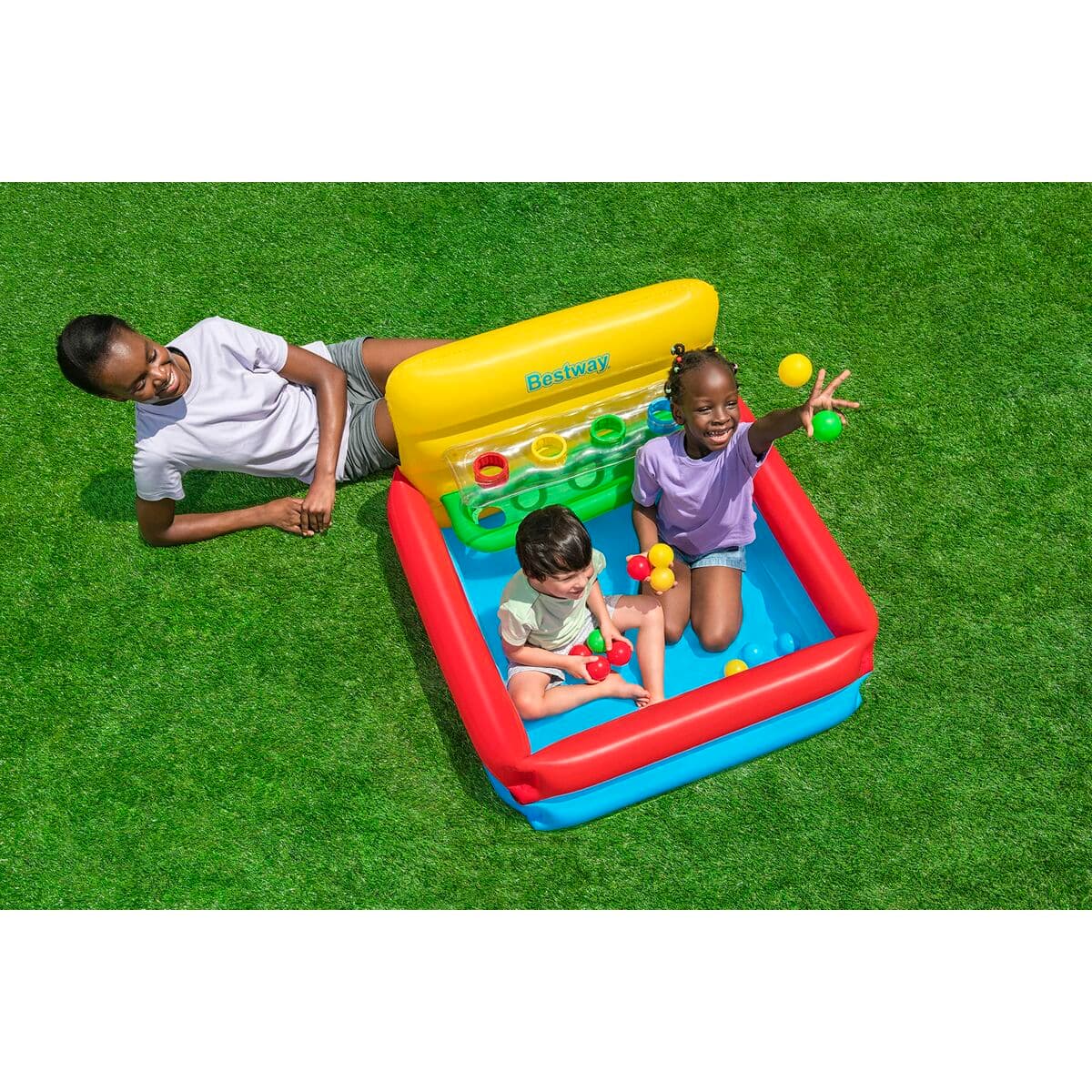 Bestway Kinderpool Aufblasbar Spiel mit Bällen 104x94x61 cm +2 Jahre Garten 52546 - Thumbnail 4