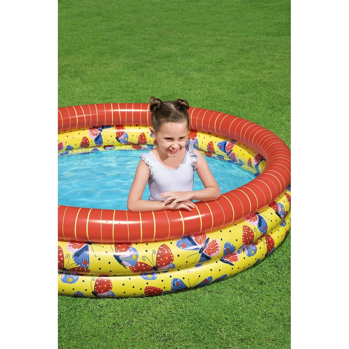 Bestway Aufblasbares Kinderbecken 3 Ringe Schmetterlinge 168x38 cm +2 Jahre Garten 51202 - Thumbnail 5
