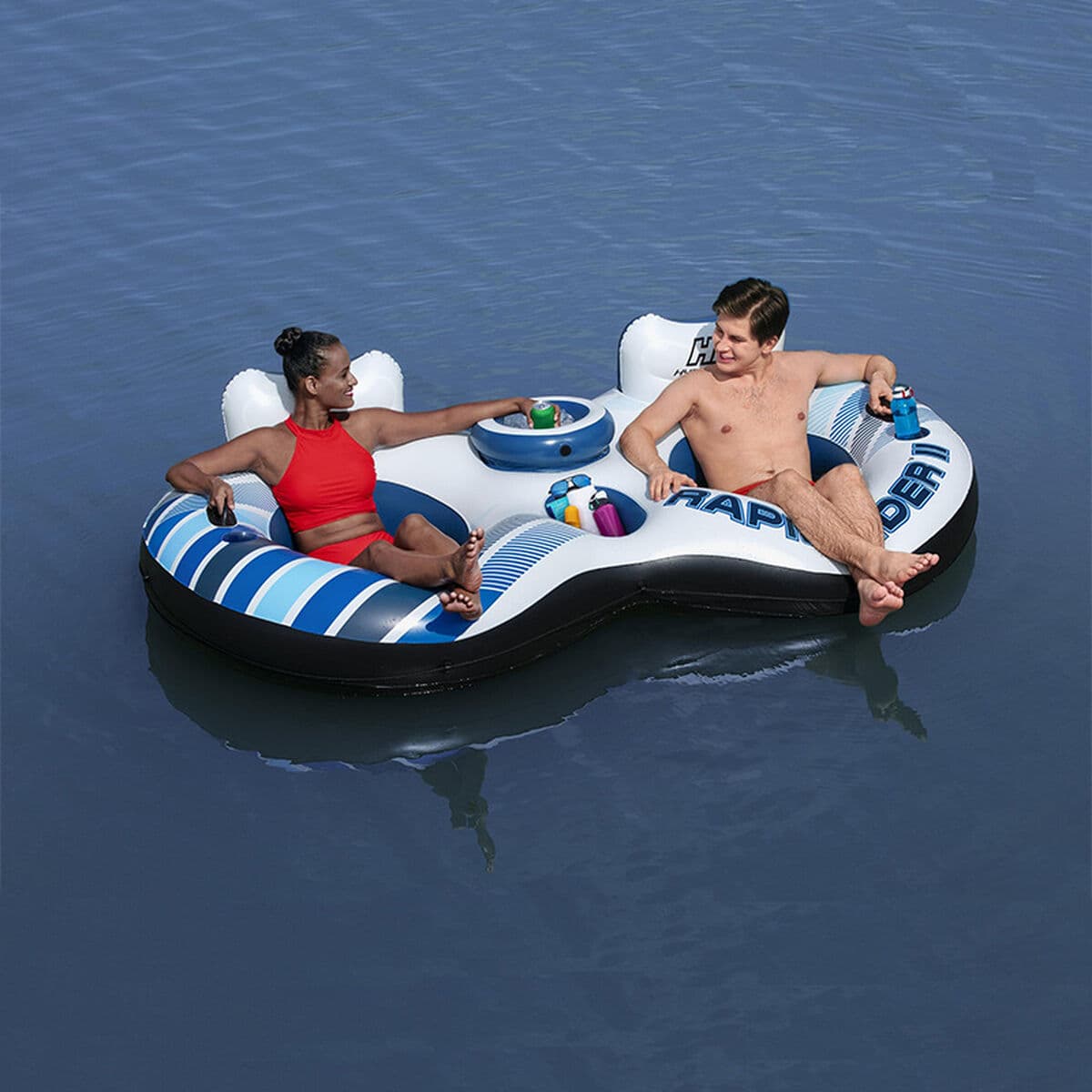 Bestway Doppel-Aufblasrad mit Griffen Rapid Rider 251x132 cm Strand und Pool 43113 - Thumbnail 3