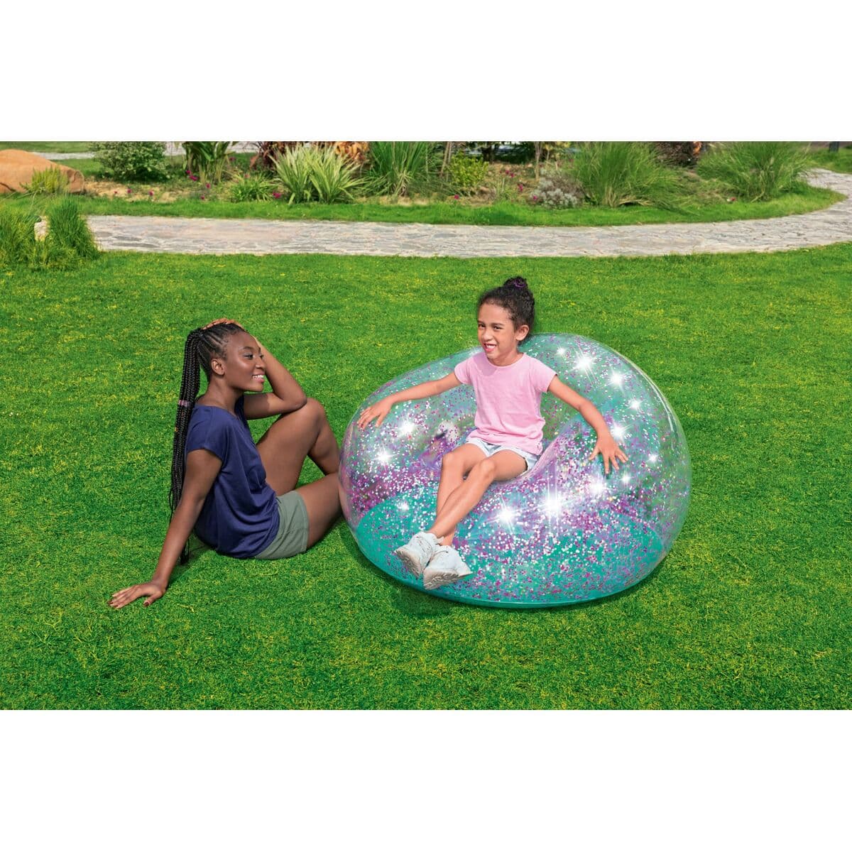 Bestway Riesiger Aufblasbarer Sessel Glitzer 114x112x66 cm +6 Jahre Innen- und Garten 75115 - Thumbnail 7