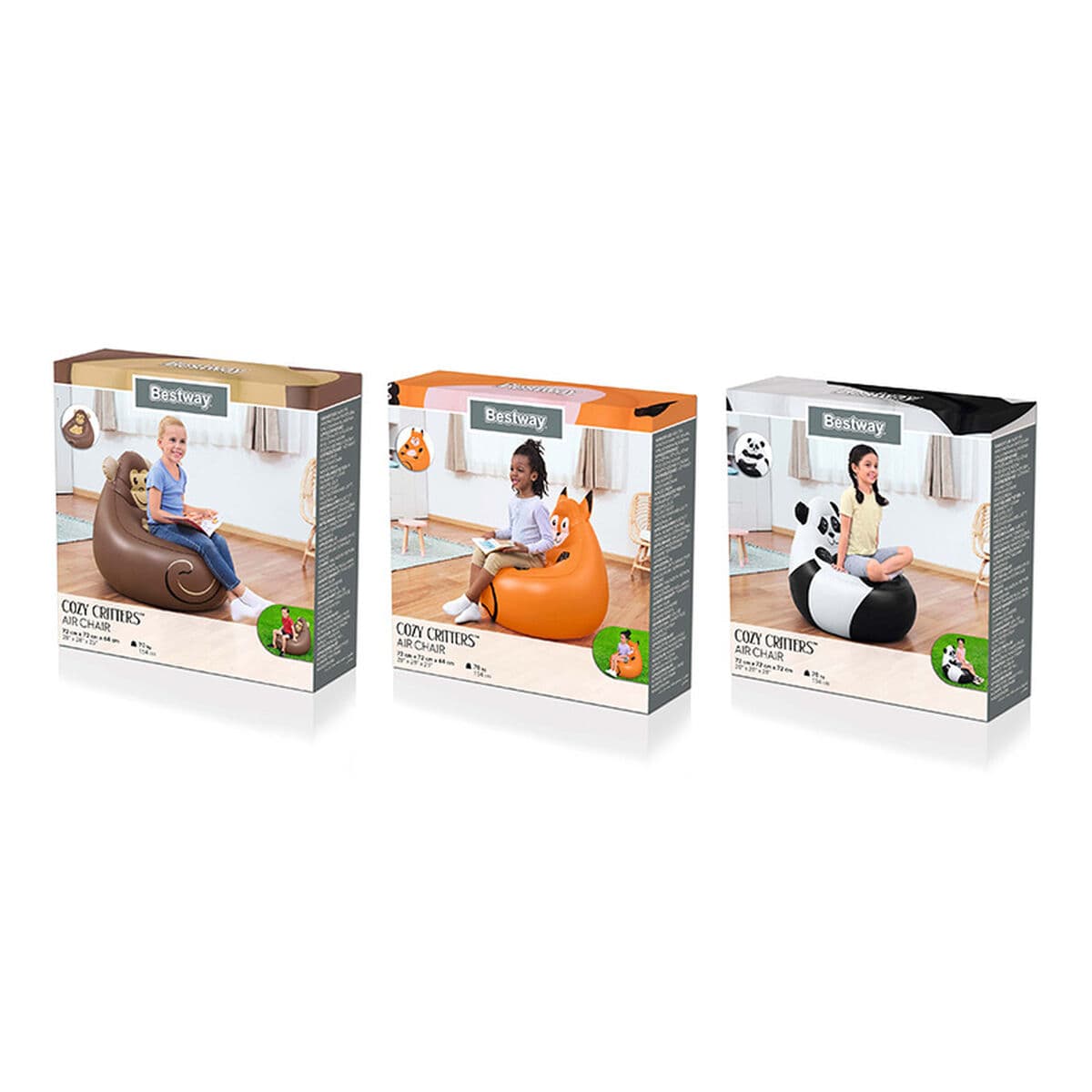 Bestway Aufblasbarer Riesensessel Tiere 72x72x64 cm +3 Jahre Innen- und Garten 75116 - Thumbnail 2