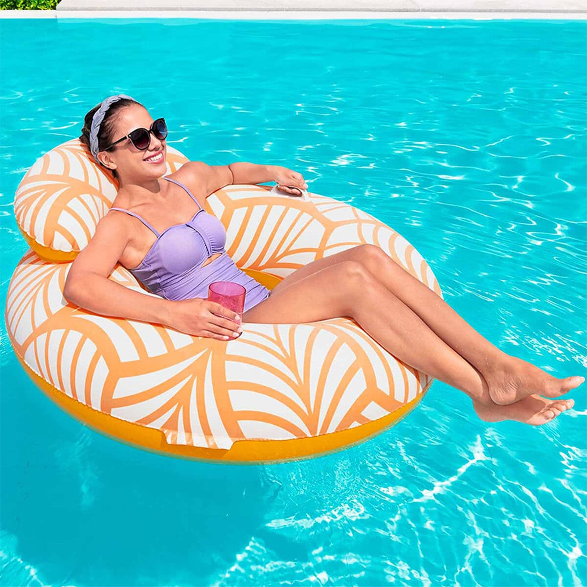Bestway Komfort Deluxe Aufblasbarer Sessel mit Rückenlehne und Griffen 118x117 cm Strand und Pool 43643 - Thumbnail 3