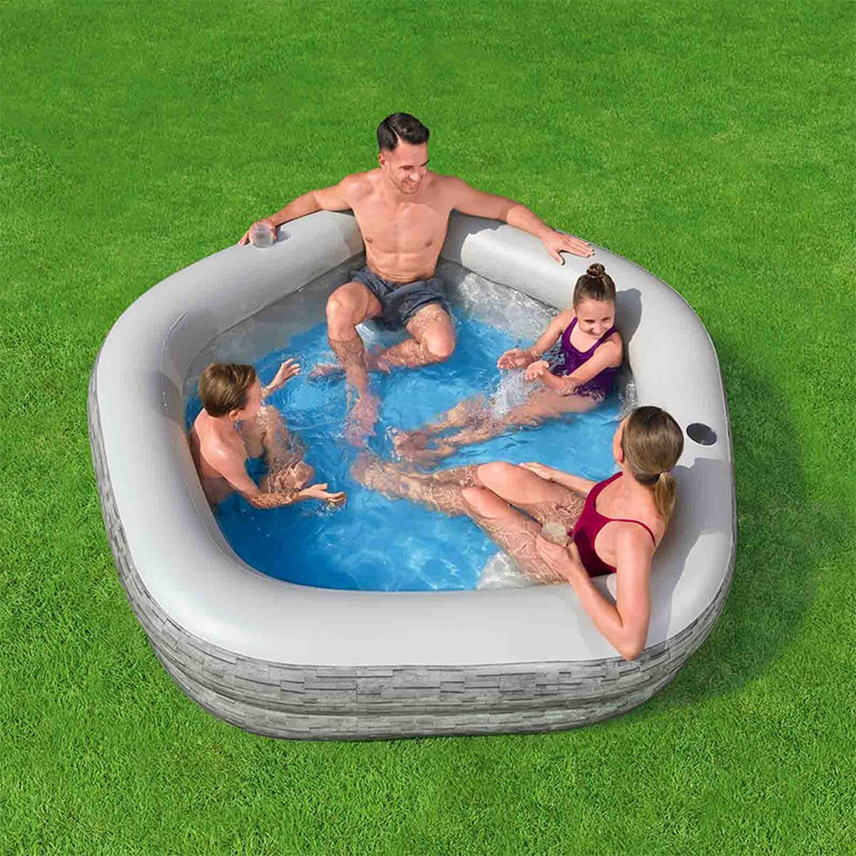 Bestway Aufblasbares Familienpool 213x206x53 cm +6 Jahre Garten 54423 - Thumbnail 3