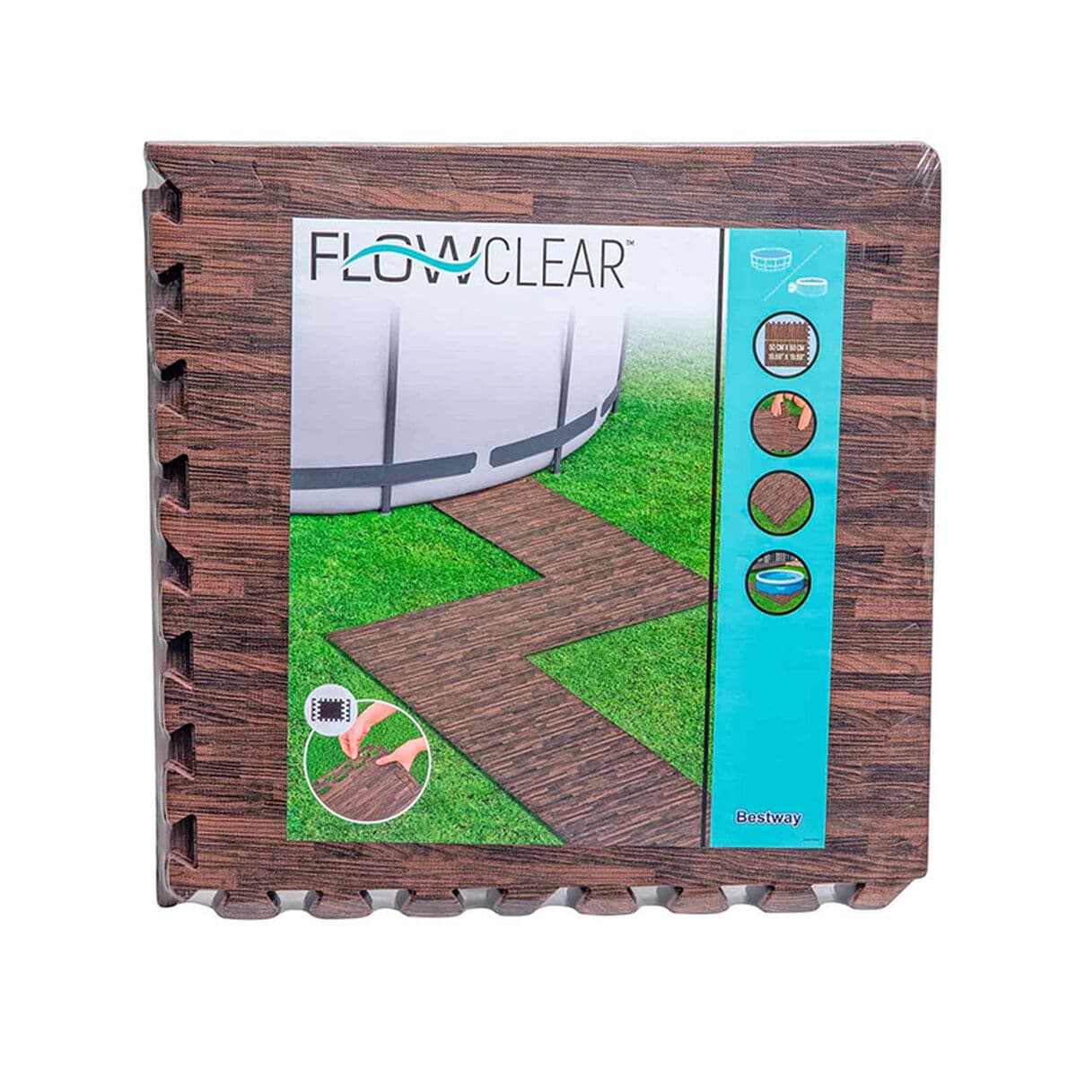 Bestway Suelo Pool-Schaum Holzstil Retractil 12 Stücke 50x50 cm Garten 58712 - Thumbnail 2