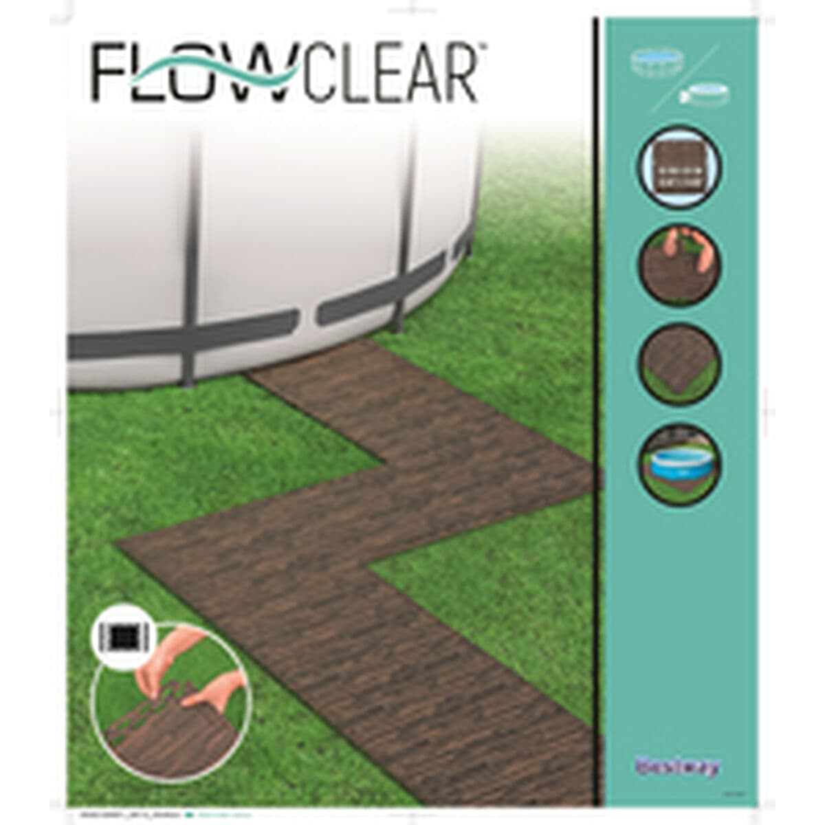 Bestway Suelo Pool-Schaum Holzstil Retractil 12 Stücke 50x50 cm Garten 58712 - Thumbnail 6