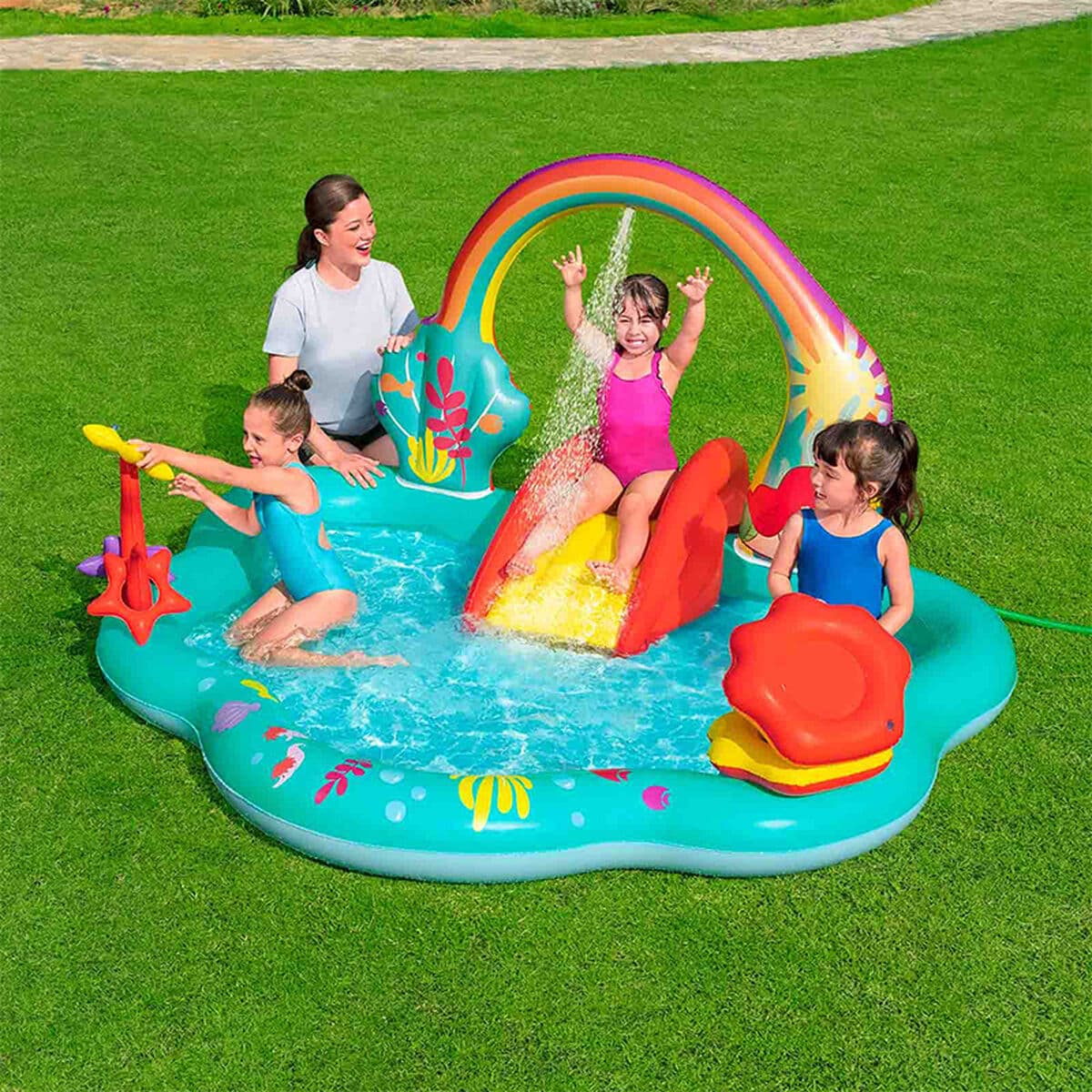Bestway Aufblasbares Schwimmbad Spielplatz Disney Meerjungfrau 221x193x117cm +2 Jahre Garten 91097 - Thumbnail 3