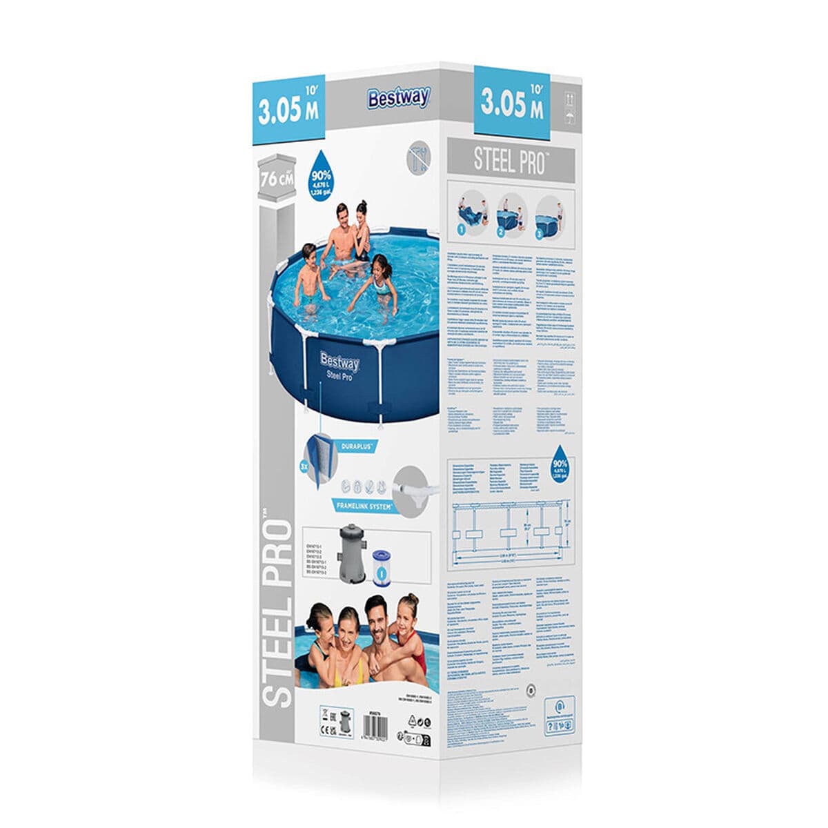 Schwimmbad Abnehmbar Bestway 305 x 76 cm 305 x 305 x 76 cm - Thumbnail 4