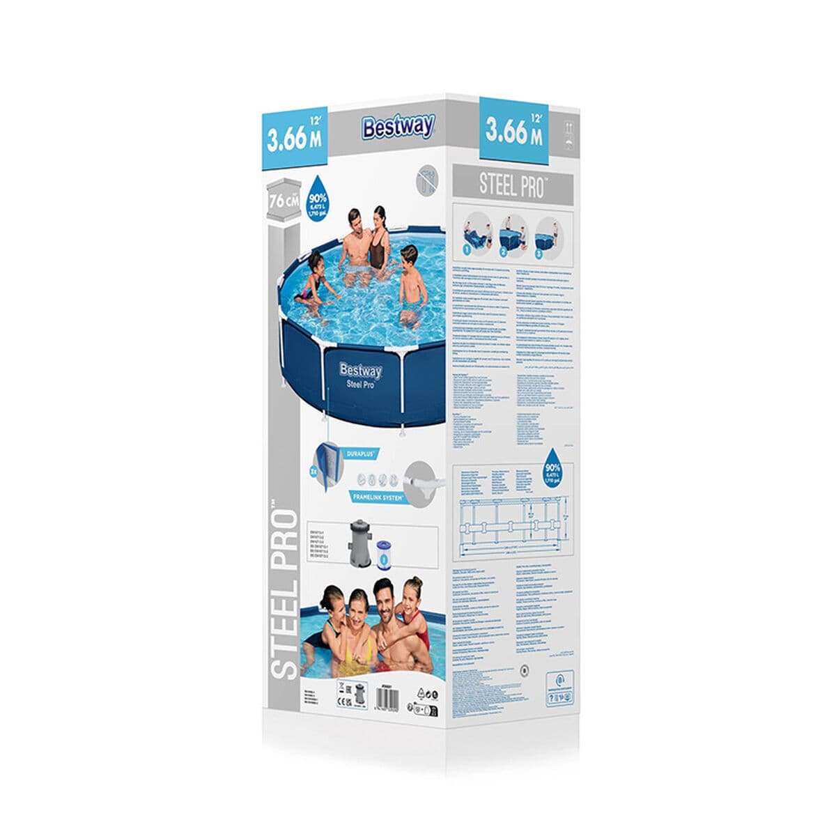 Schwimmbad Abnehmbar Bestway 366 x 76 cm 366 x 366 x 76 cm - Thumbnail 4