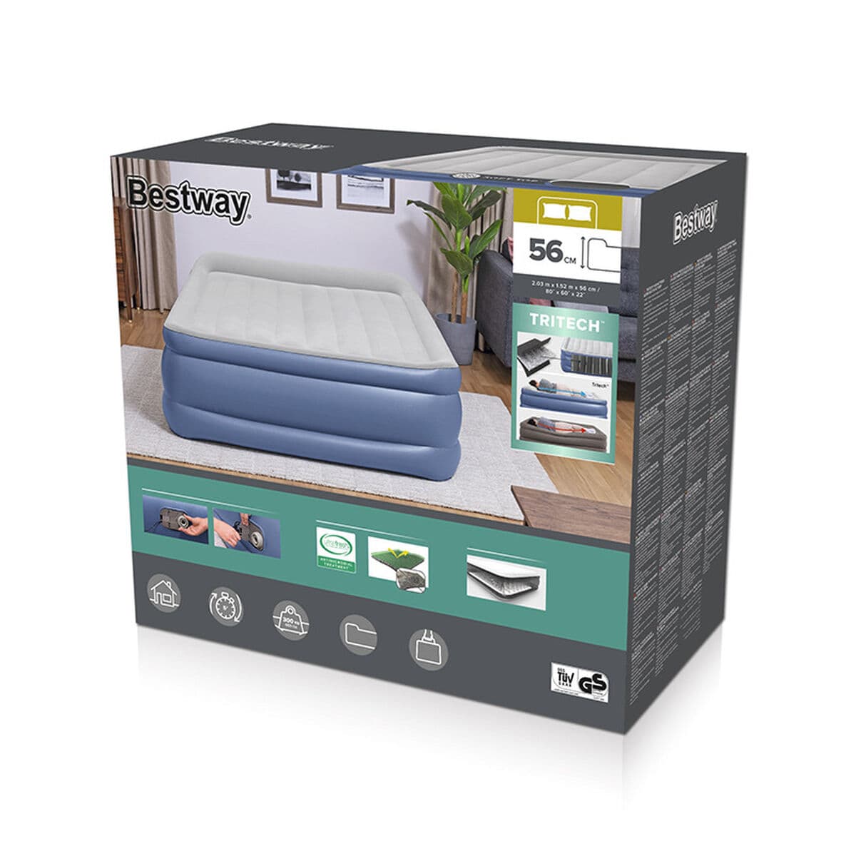 Bestway Doppelbett mit Motor 203x152x56 cm aufblasbar und Camping 67614 - Thumbnail 2