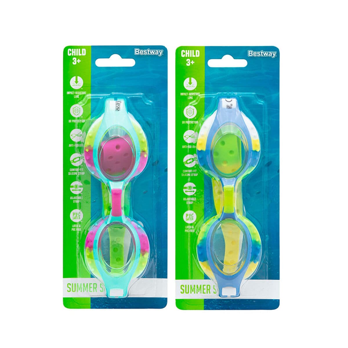 Bestway Schwimmbrille Set 3 Stk. Silikonband Sortierte Farbe +7 Jahre Strand und Pool 21096 - Thumbnail 4