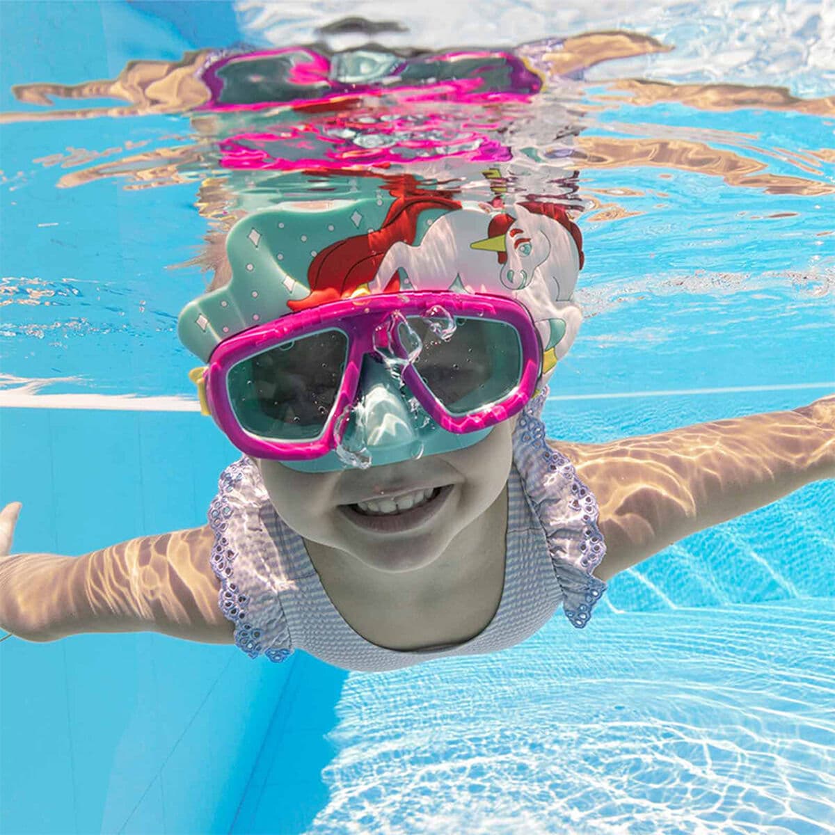 Bestway Tauchmaske Junior Anatomischer Gurt Sortierte Farbe +7 Jahre Strand und Pool 22059 - Thumbnail 7