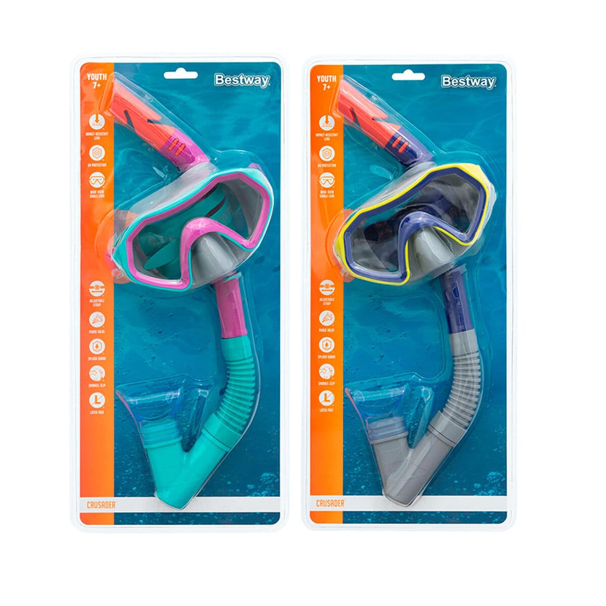 Bestway Set Maske und Schlauch Erwachsene Ablaufventil Farbmix +14 Jahre Strand und Pool 24021 - Thumbnail 4