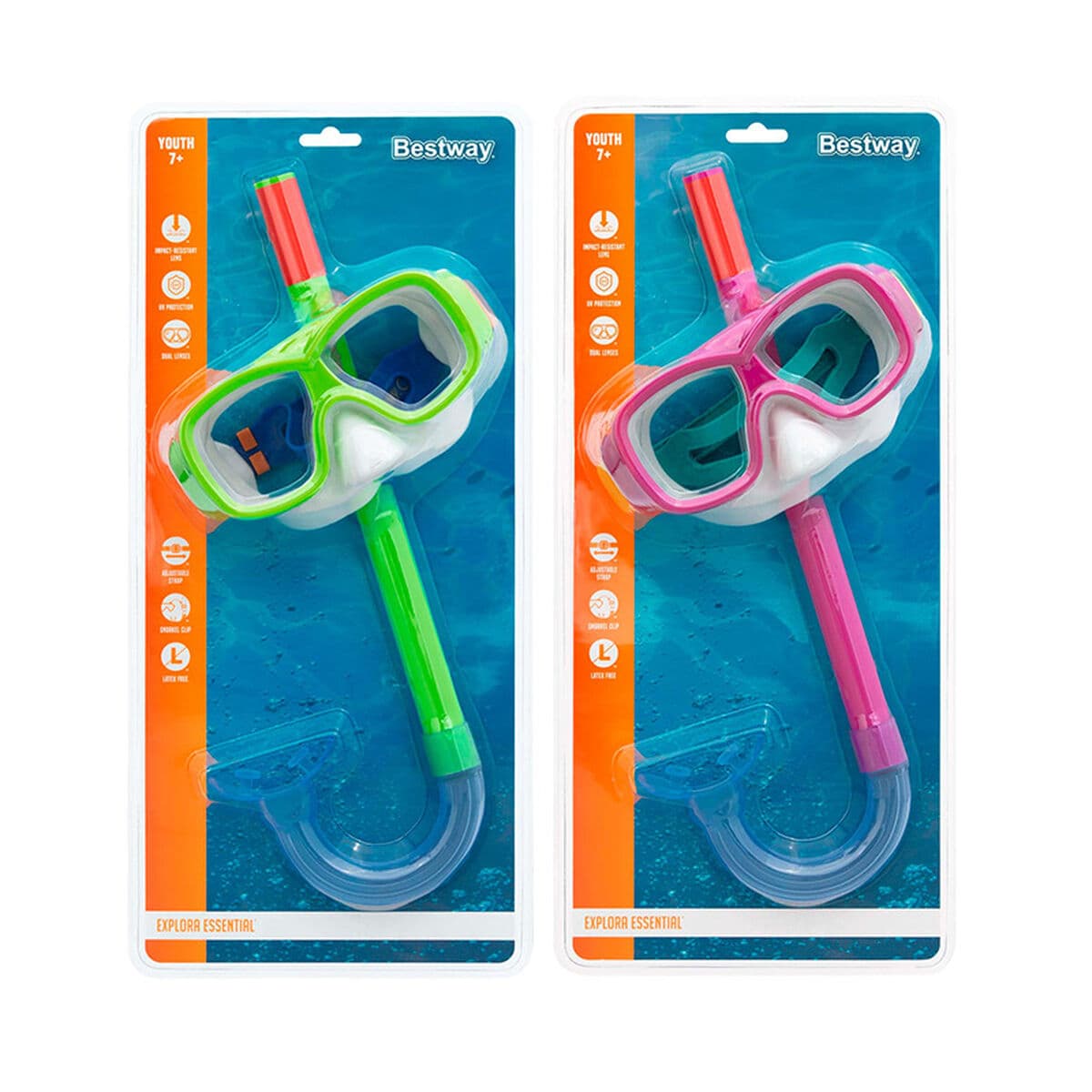 Bestway Set Maske und Schlauch Erwachsener Ausblasventil Sortierte Farben +14 Jahre Strand und Pool 24029 - Thumbnail 4