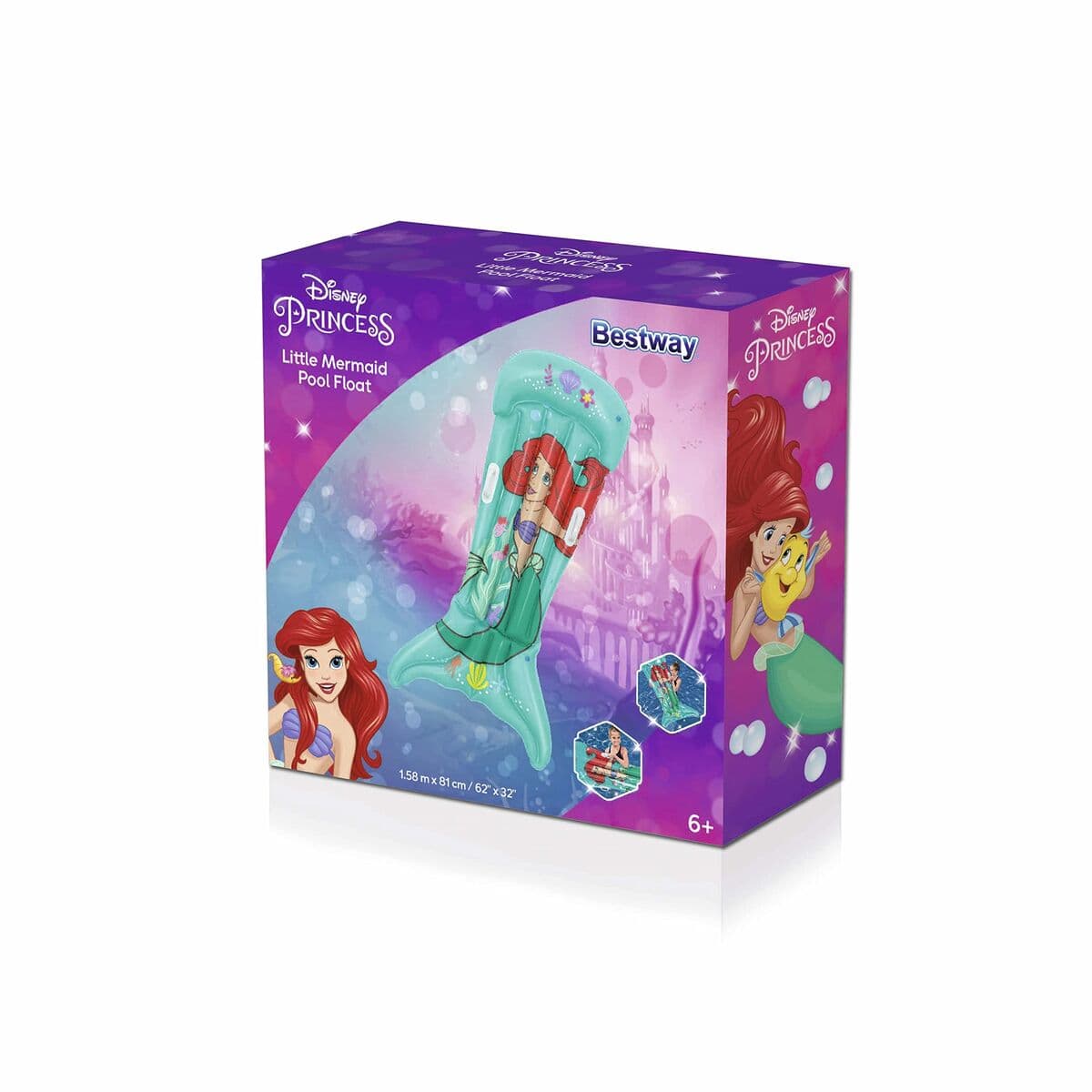 Bestway Luftmatratze Disney Meerjungfrau Mit Griffen 158x81 cm +6 Jahre Garten 09108 - Thumbnail 3