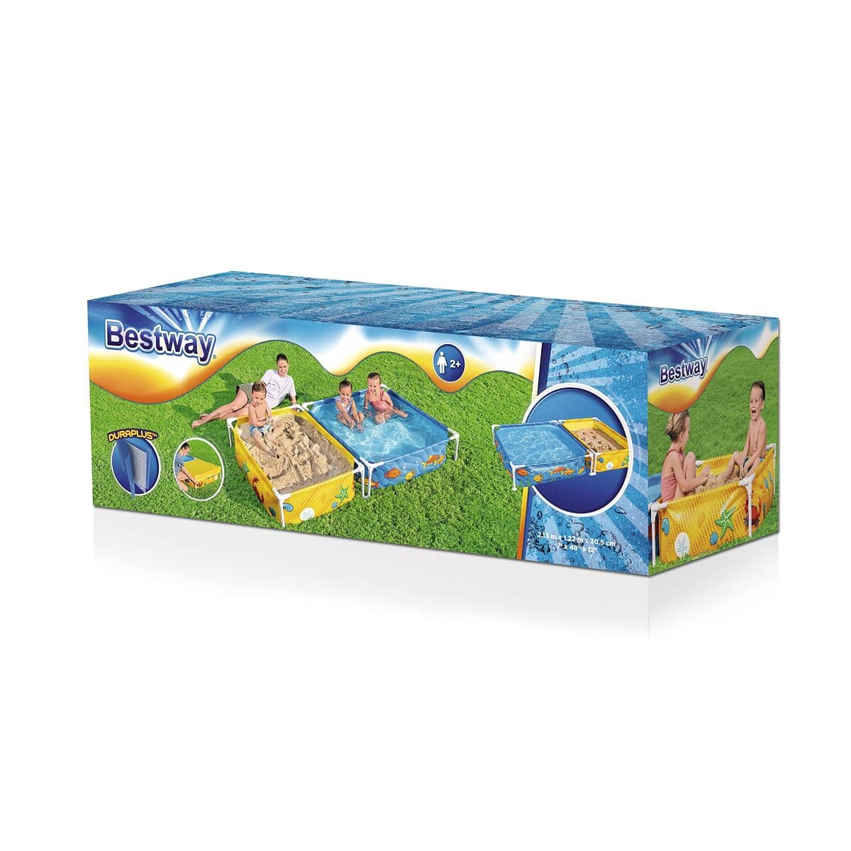 Bestway Kinder-Hartplastikpool mit Sandkasten 213x122x30,5 cm +2 Jahre Garten 00561 - Thumbnail 5