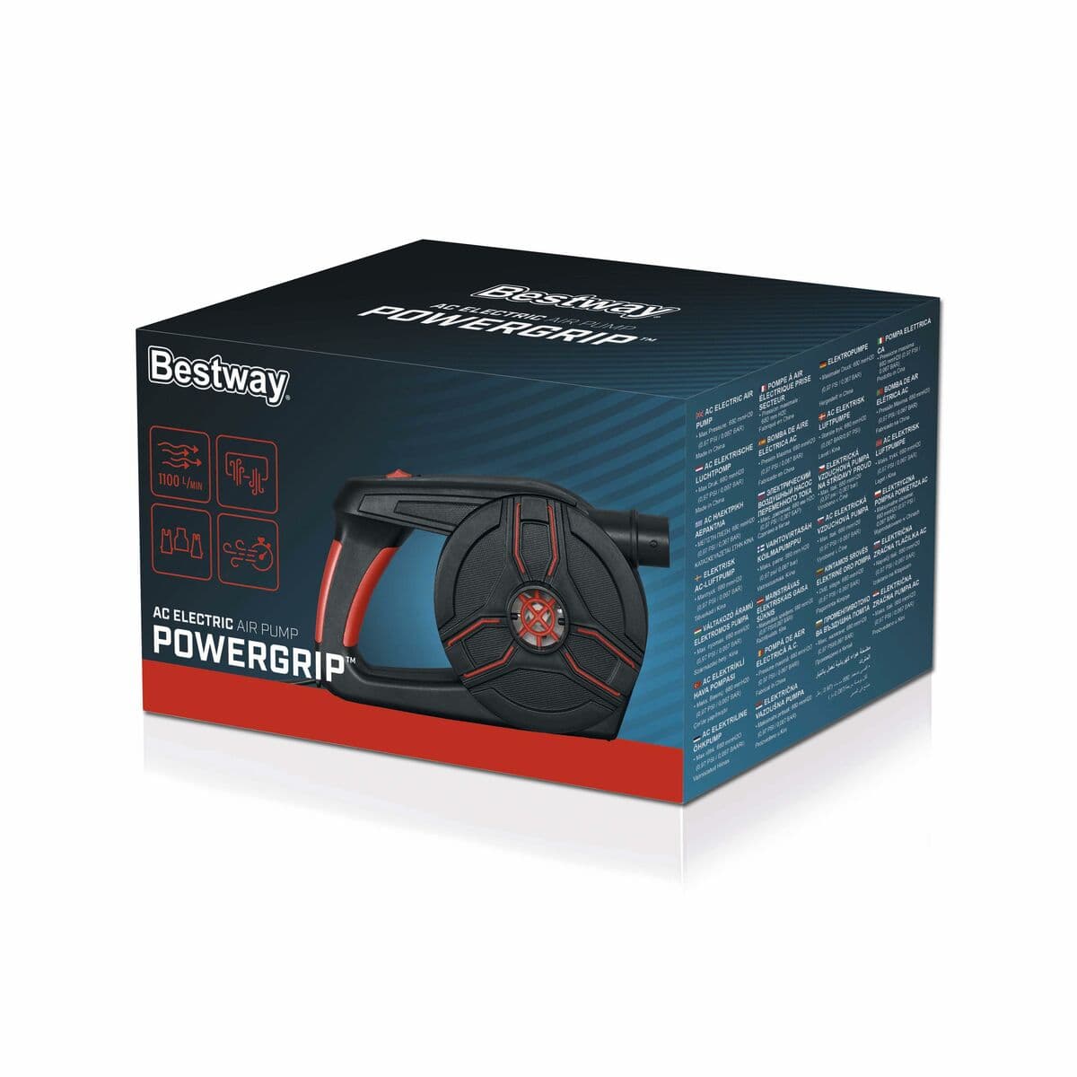 Bestway Elektrischer Luftpumpen 20,3x12,3x12,4 cm 1100 L/min Aufblasbar Camping 62258 - Thumbnail 3