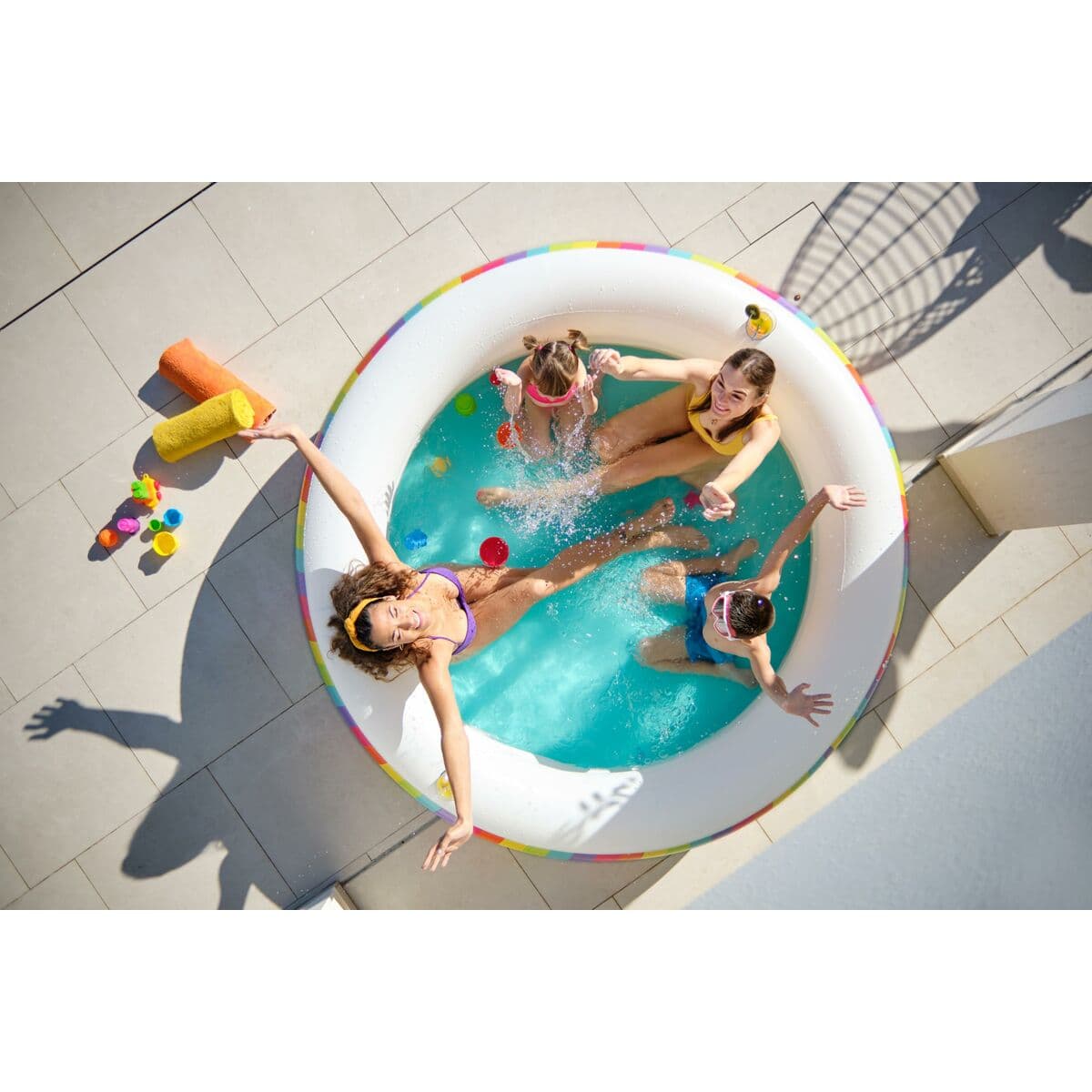 Bestway Kinderpool 2 Ringe Regenbogen 206x206x51 cm +6 Jahre Garten 54443 - Thumbnail 7