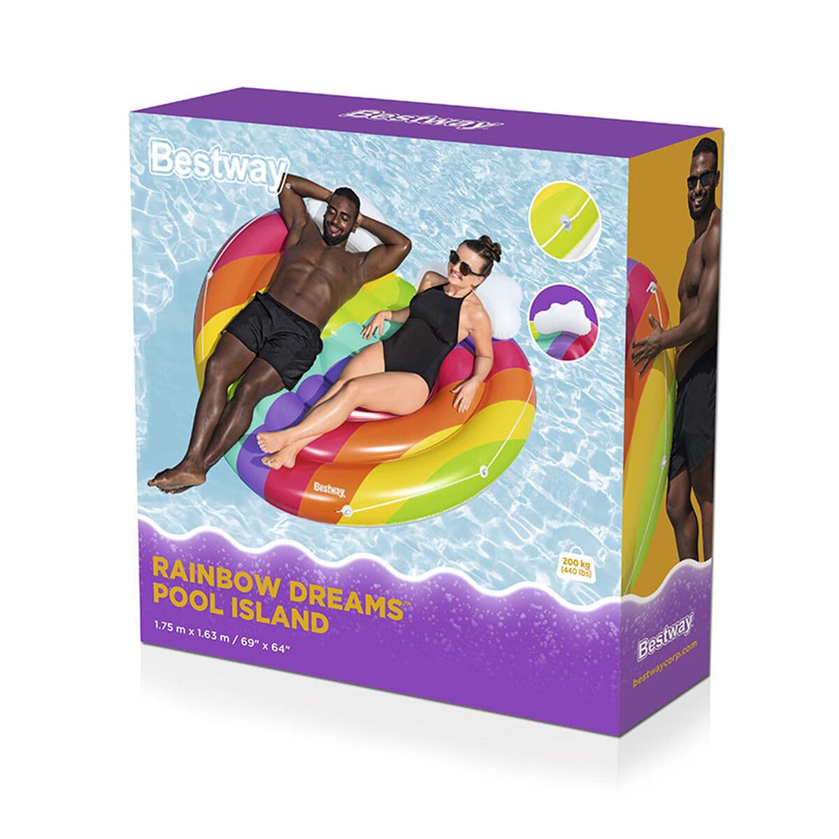 Bestway Aufblasbare Regenbogeninsel 175x163 cm Strand und Pool 43722 - Thumbnail 2