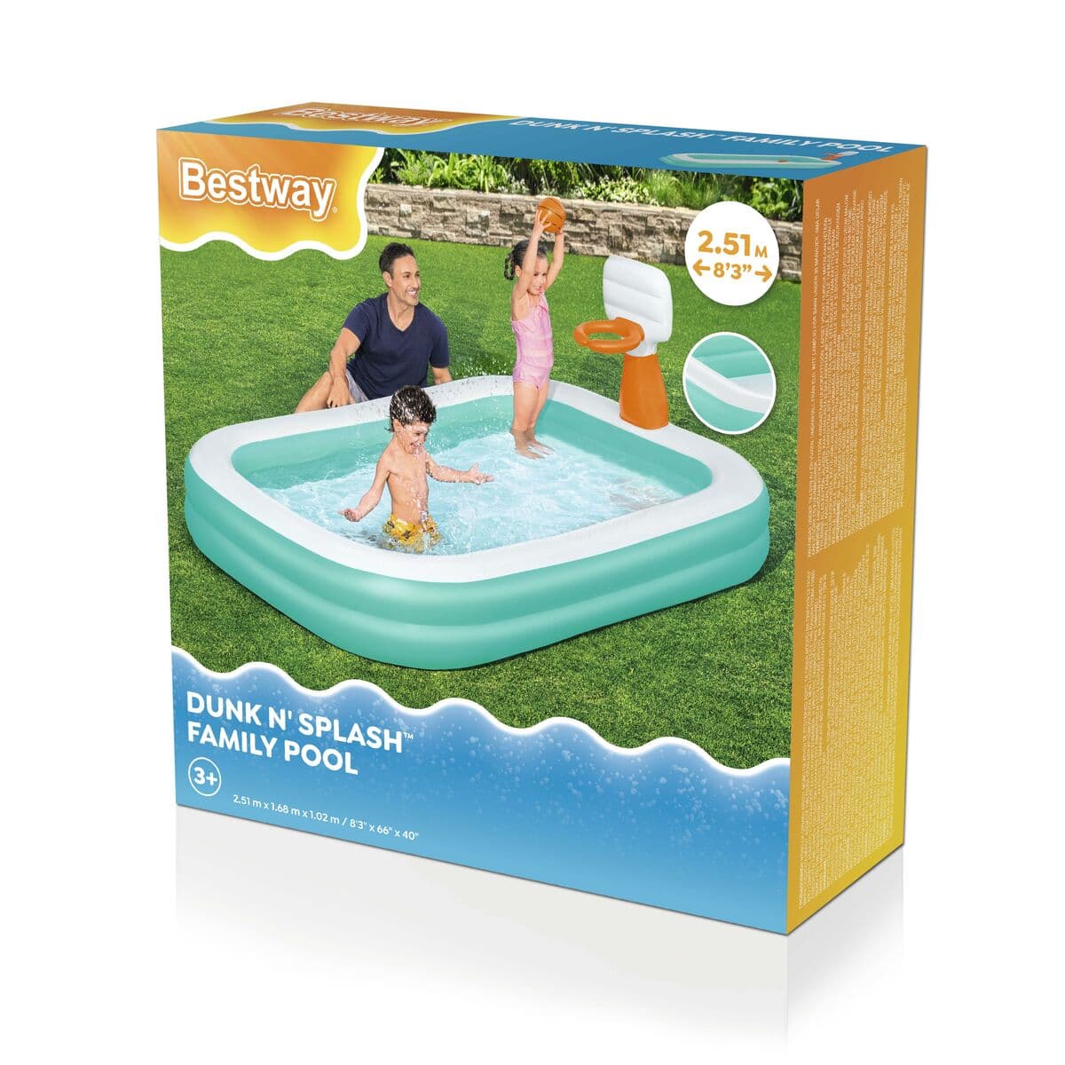 Bestway Kinderpool Aufblasbar Basketballspiel 251x168x102 cm +3 Jahre Garten 54445 - Thumbnail 3