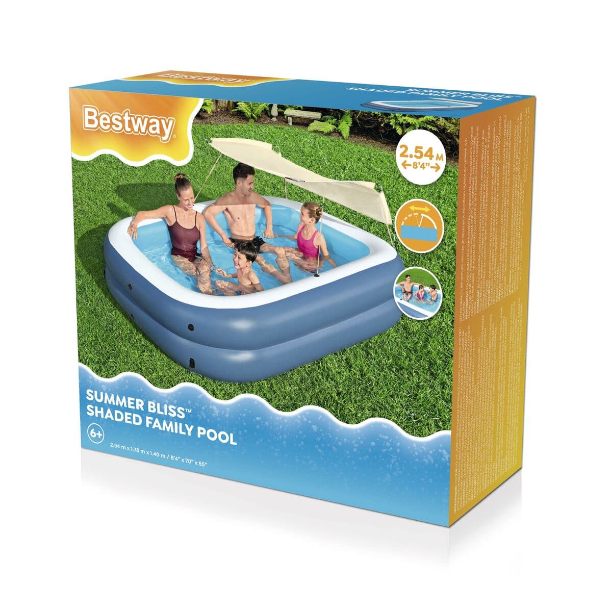 Bestway Aufblasbare Pool 2 Kammern Rechteckig mit Dach 254x178x140 cm +6 Jahre 54449 - Thumbnail 3