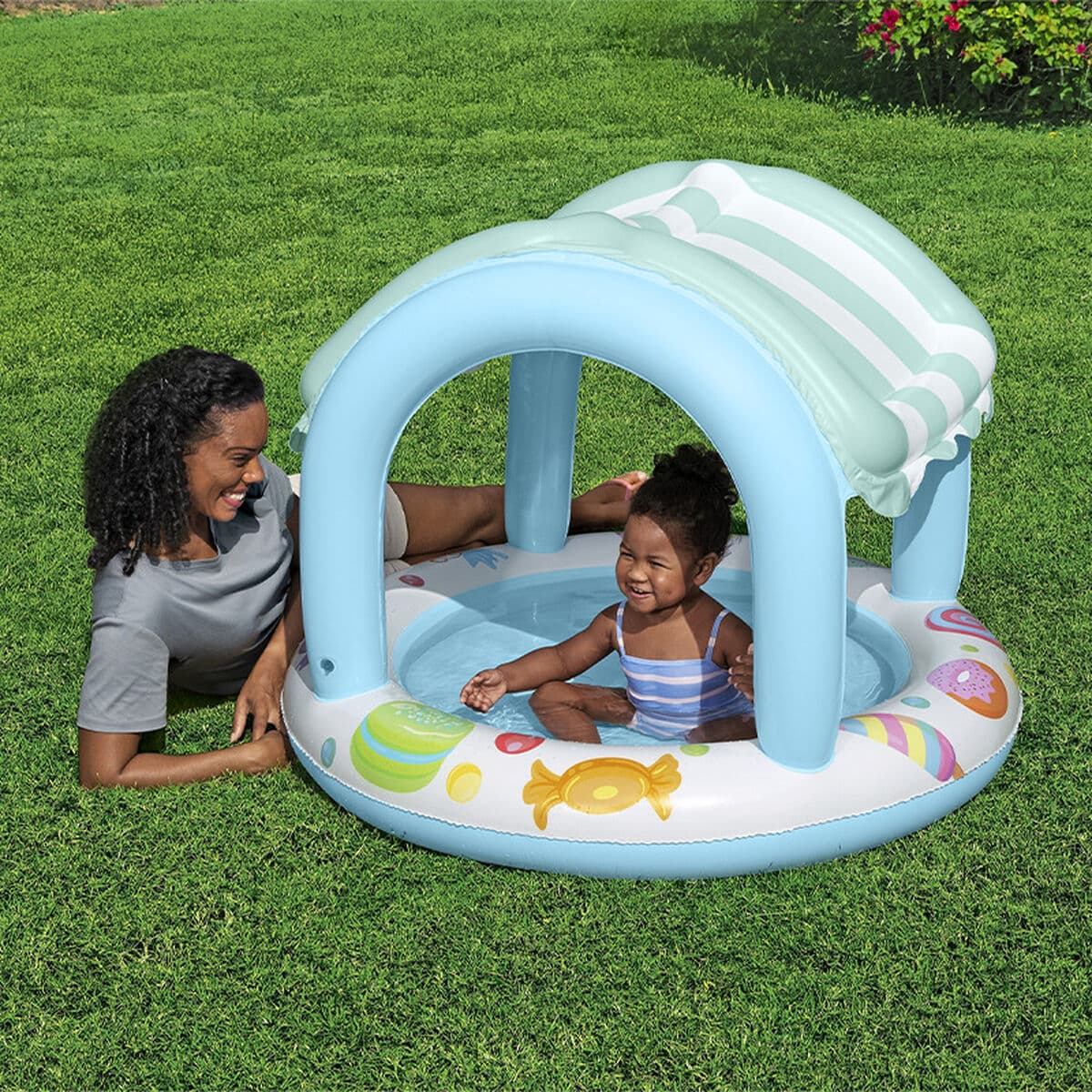 Bestway Aufblasbares Kinderbecken Eiskremstand-Ring 104x84 cm +2 Jahre Garten 52638 - Thumbnail 3