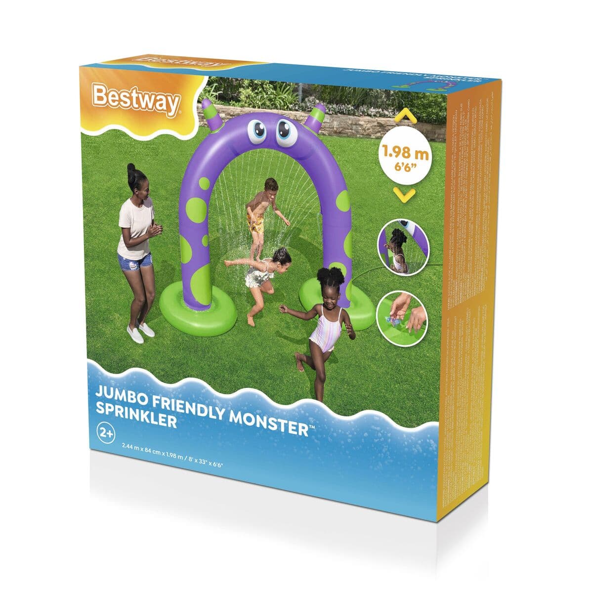 Bestway Jumbo Monster Aufblasbarer Sprinkler 244x84x198 cm +2 Jahre Garten 52640 - Thumbnail 3